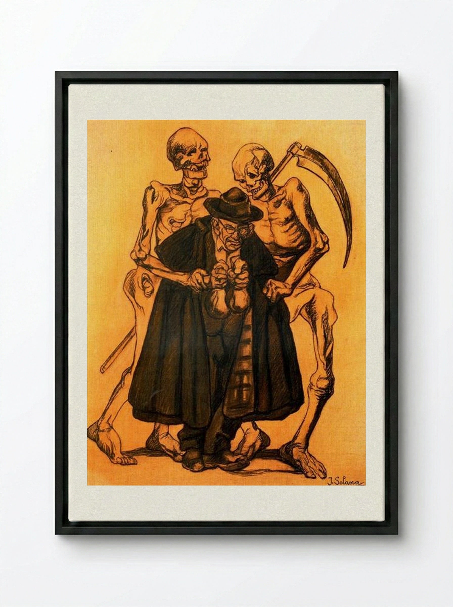 Uncle Miseries - José Gutiérrez Solana - Framed Canvas Black