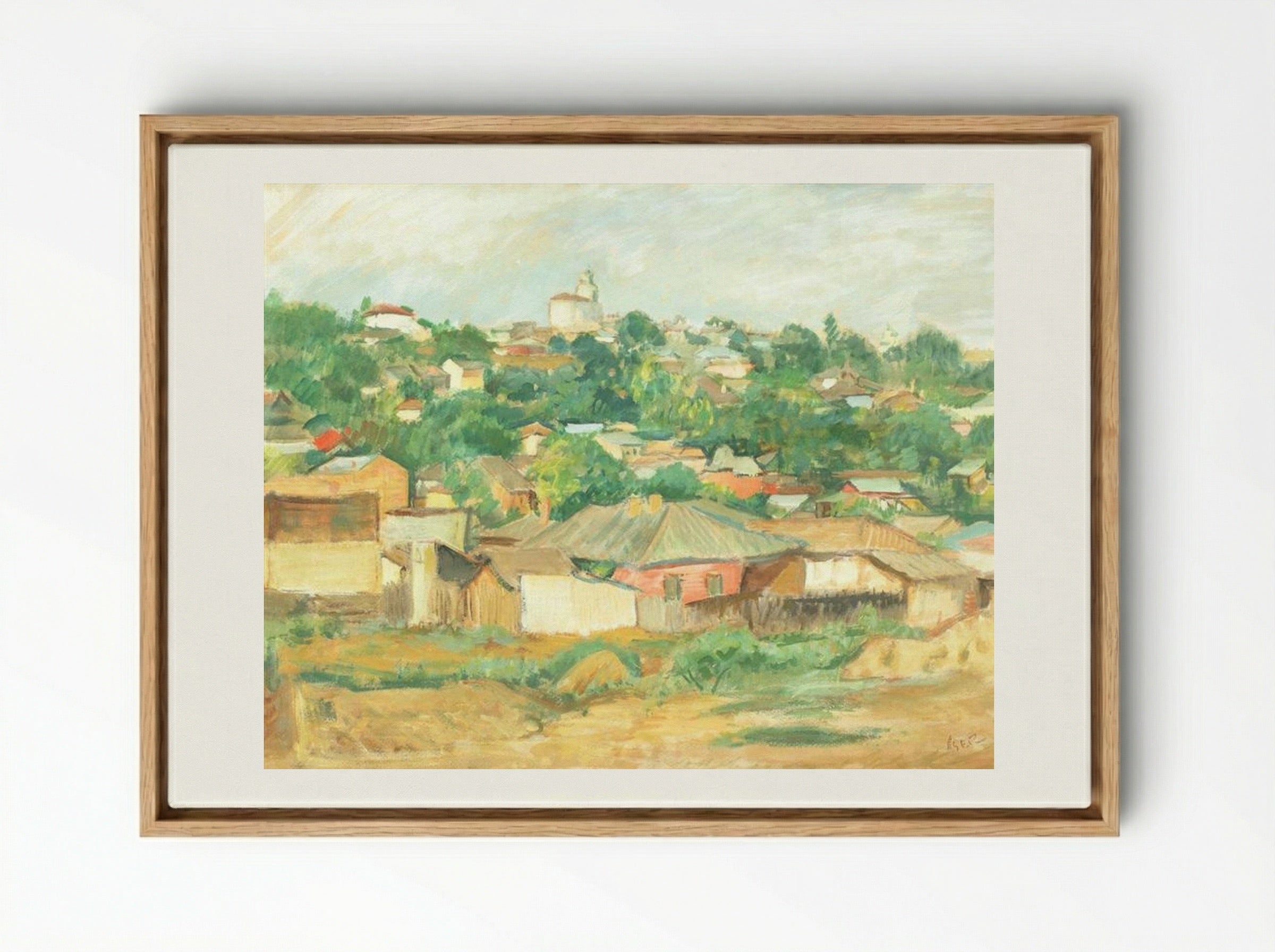 Houses on the Outskirts of Bucharest - Iosif Iser - Framed Canvas Wood