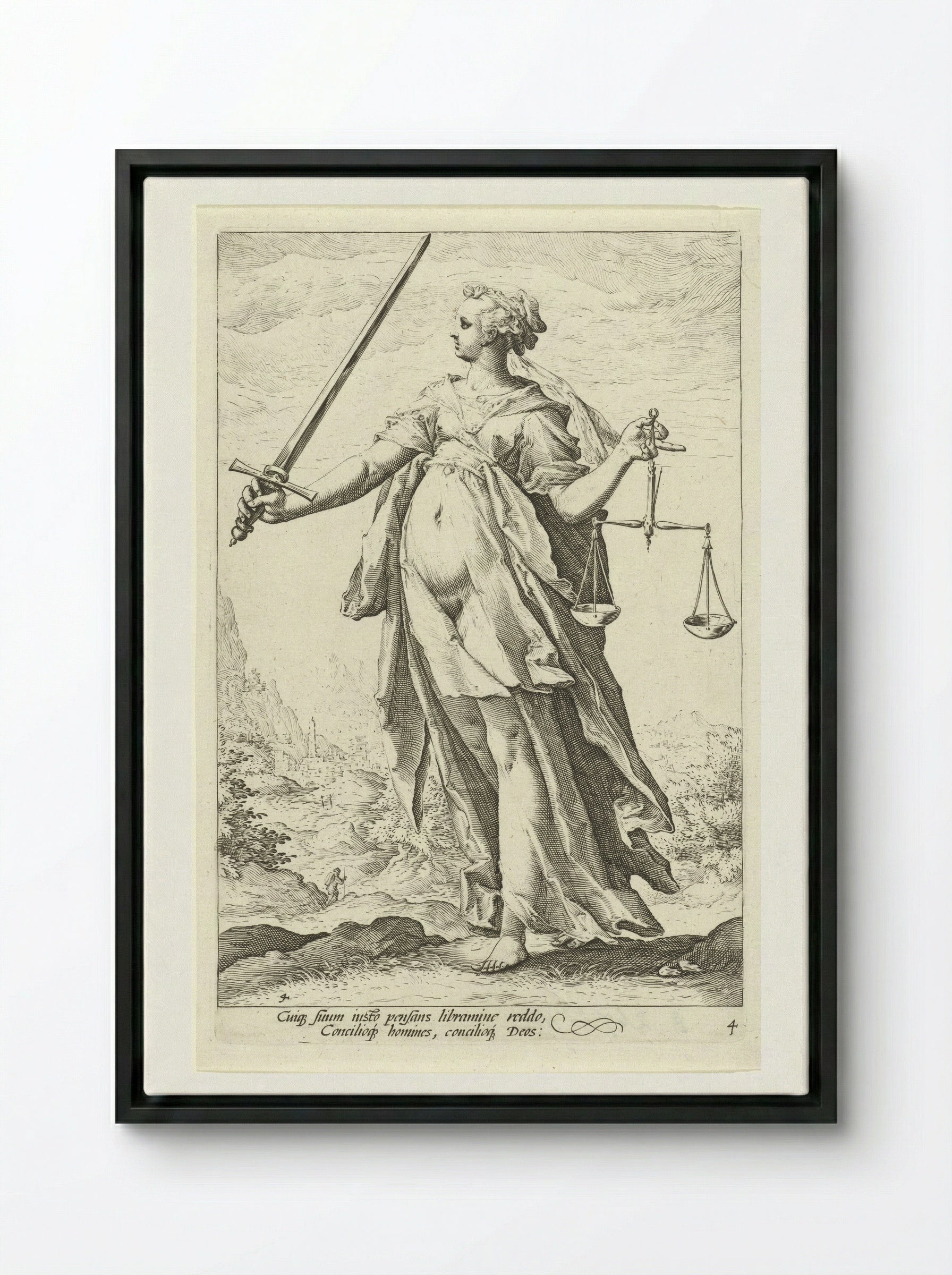 Rechtvaardigheid (Justitia) - Claes Jansz. Visscher (II) - Framed Canvas Black