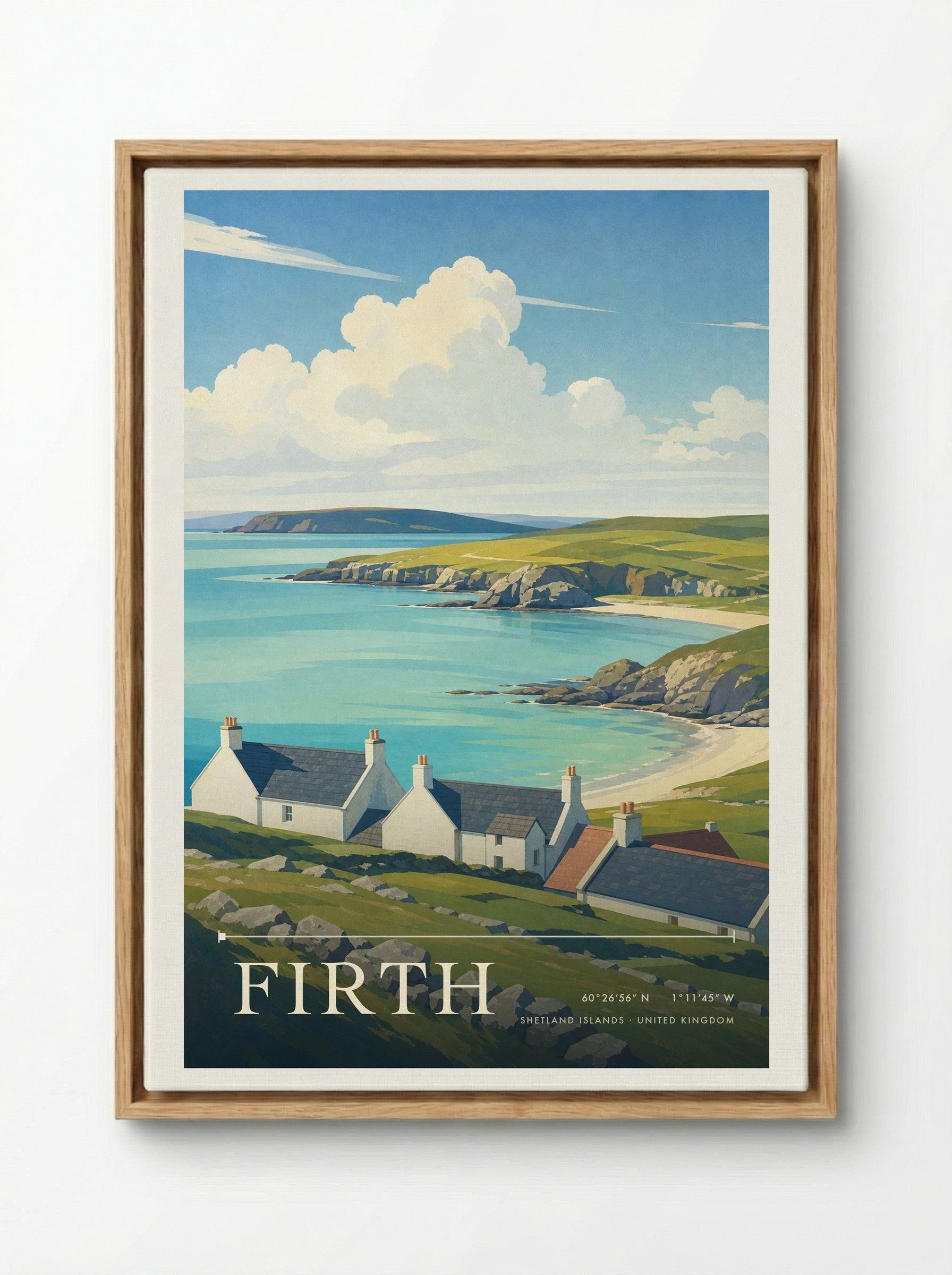 Firth Shetland Islands United Kingdom Travel Poster - Framed Canvas Wood