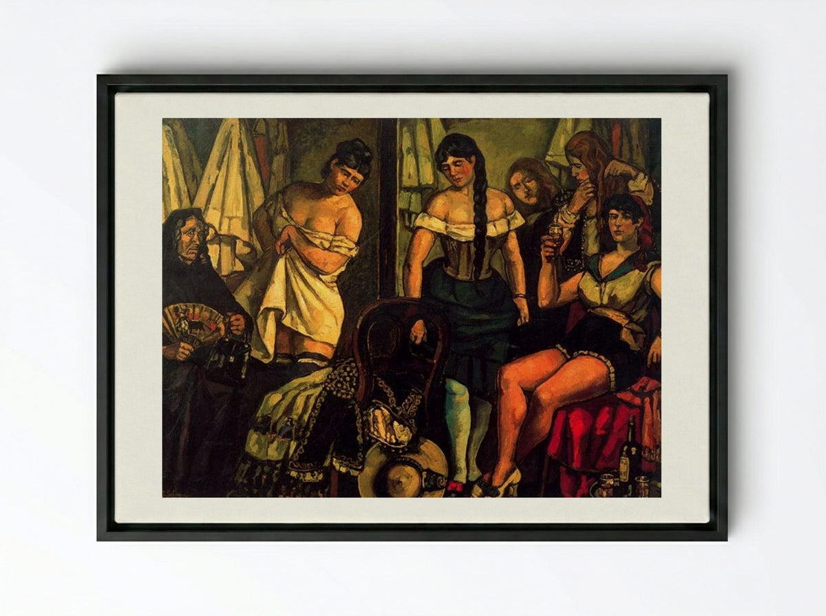 Las chicas de la Claudia - José Gutiérrez Solana - Framed Canvas Black