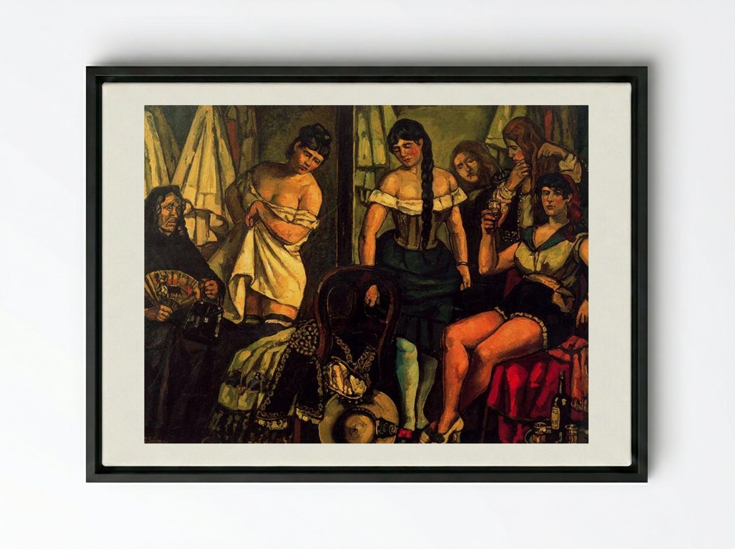 Las chicas de la Claudia - José Gutiérrez Solana - Framed Canvas Black