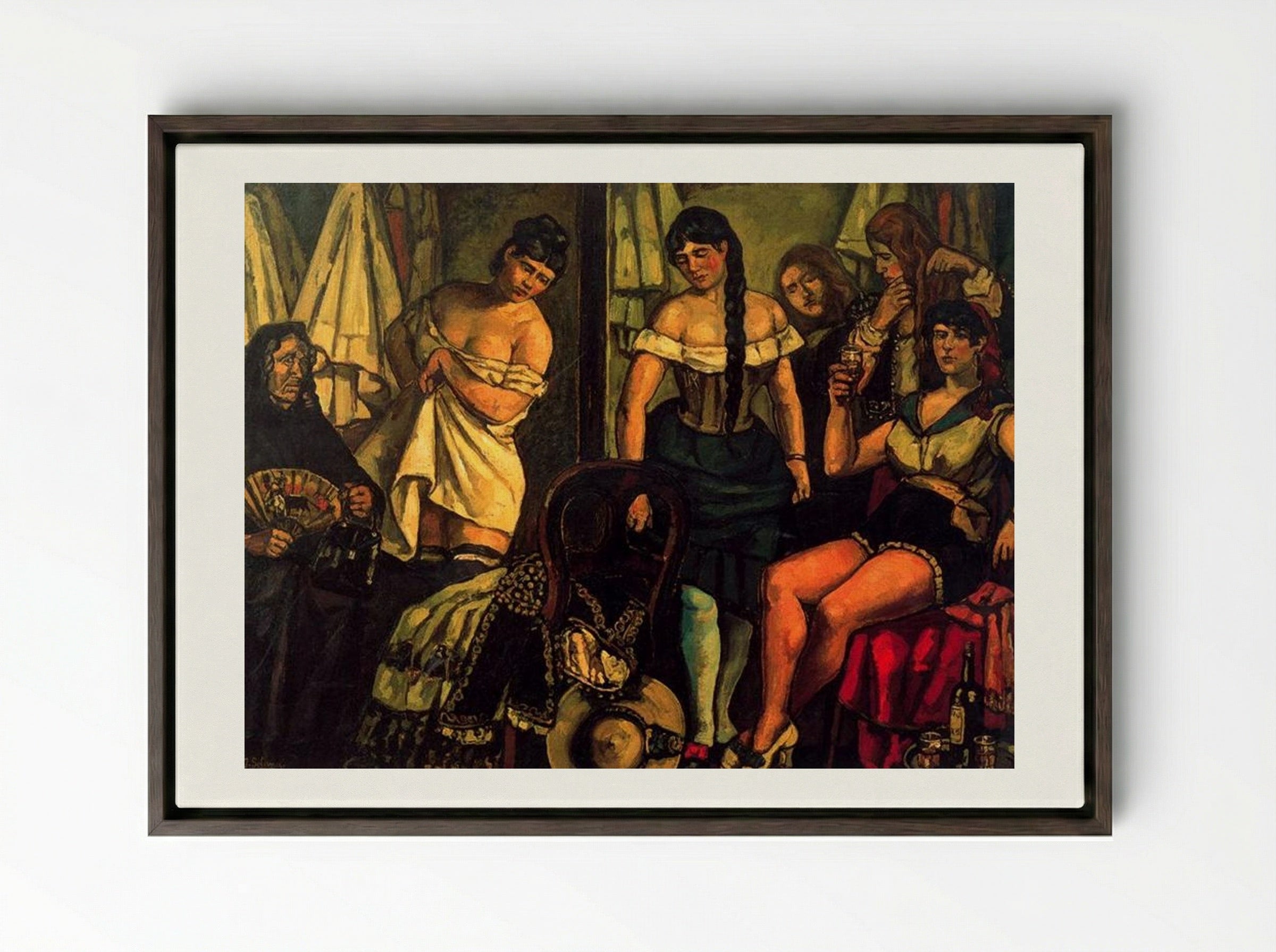 Las chicas de la Claudia - José Gutiérrez Solana - Framed Canvas Dark Wood