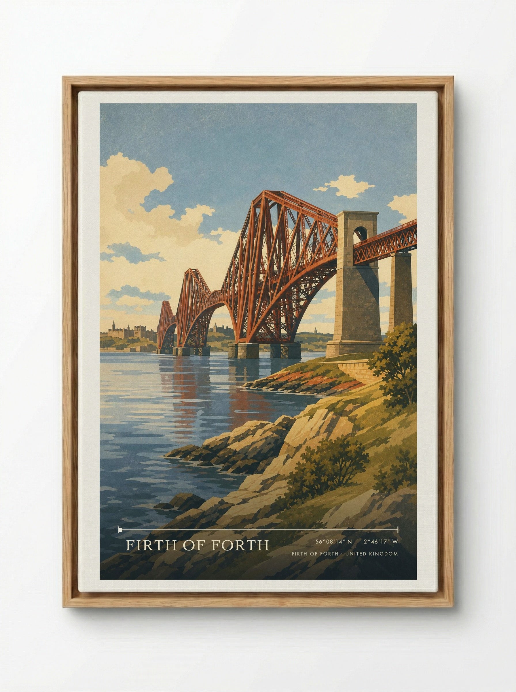 Firth of Forth United Kingdom Travel Poster - Framed Canvas Wood