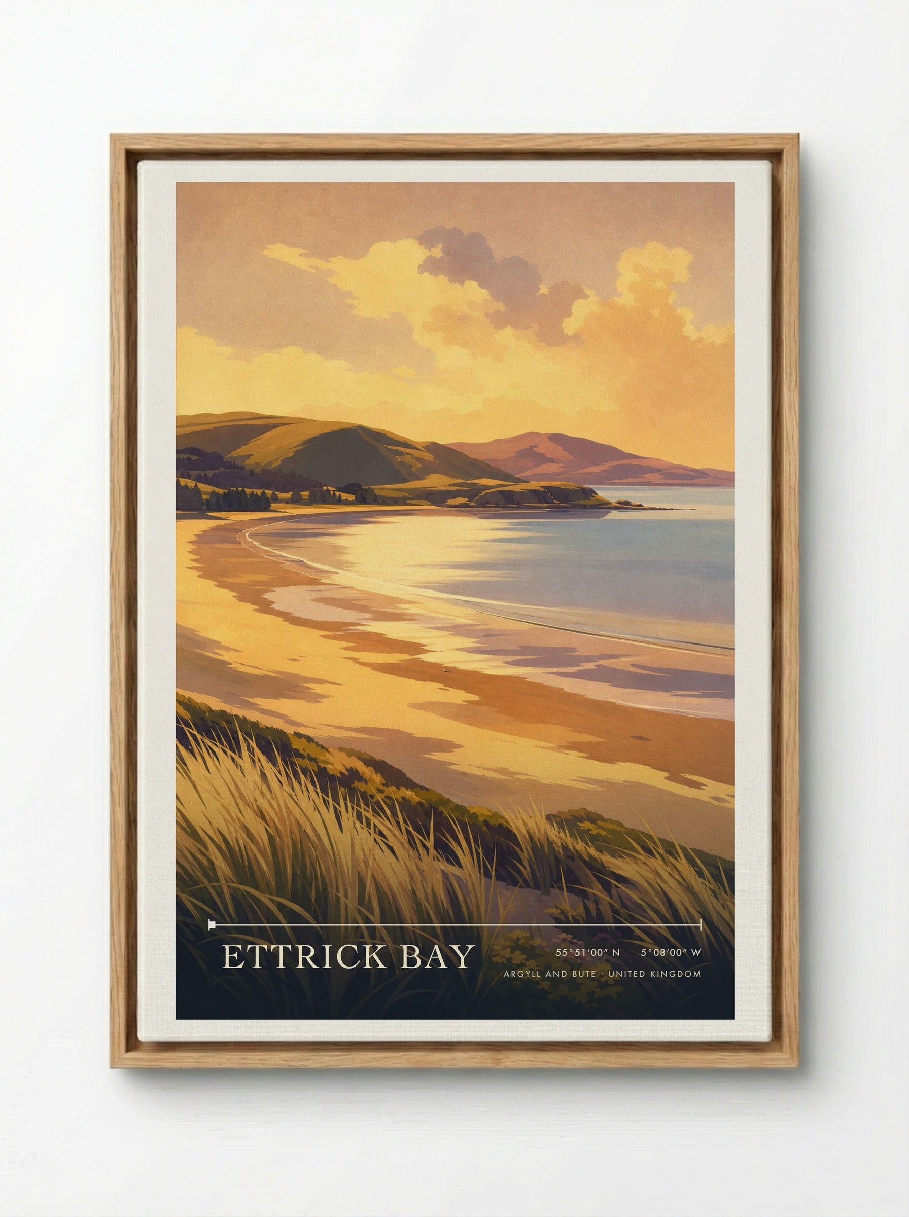 Ettrick Bay Argyll and Bute United Kingdom Travel Poster - Framed Canvas Wood