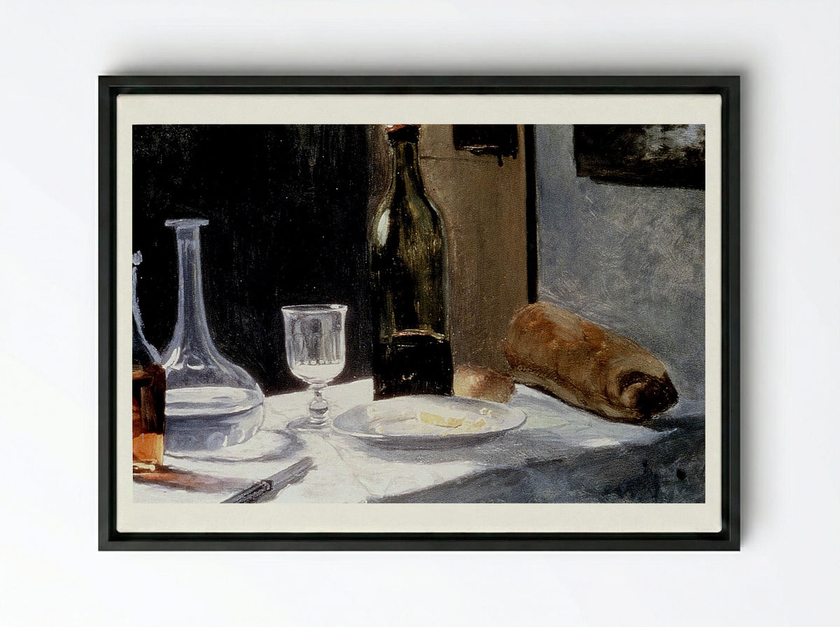 Still Life with Bottles - Édouard Manet - Framed Canvas Black