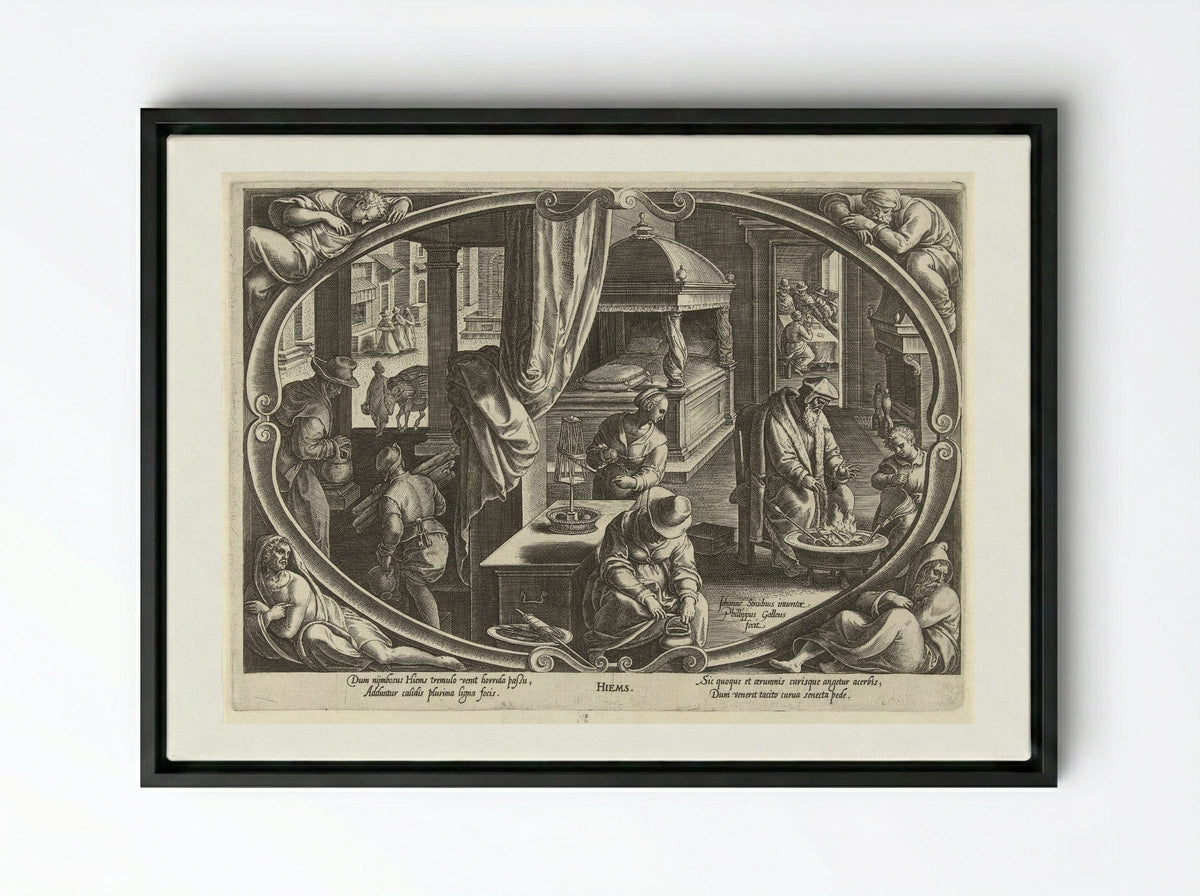 Winter (Hiems) - Philips Galle - Framed Canvas Black