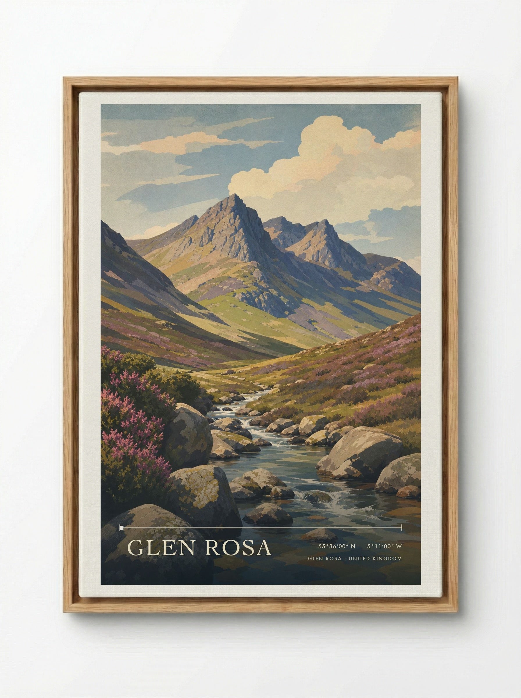 Glen Rosa United Kingdom Travel Poster - Framed Canvas Wood