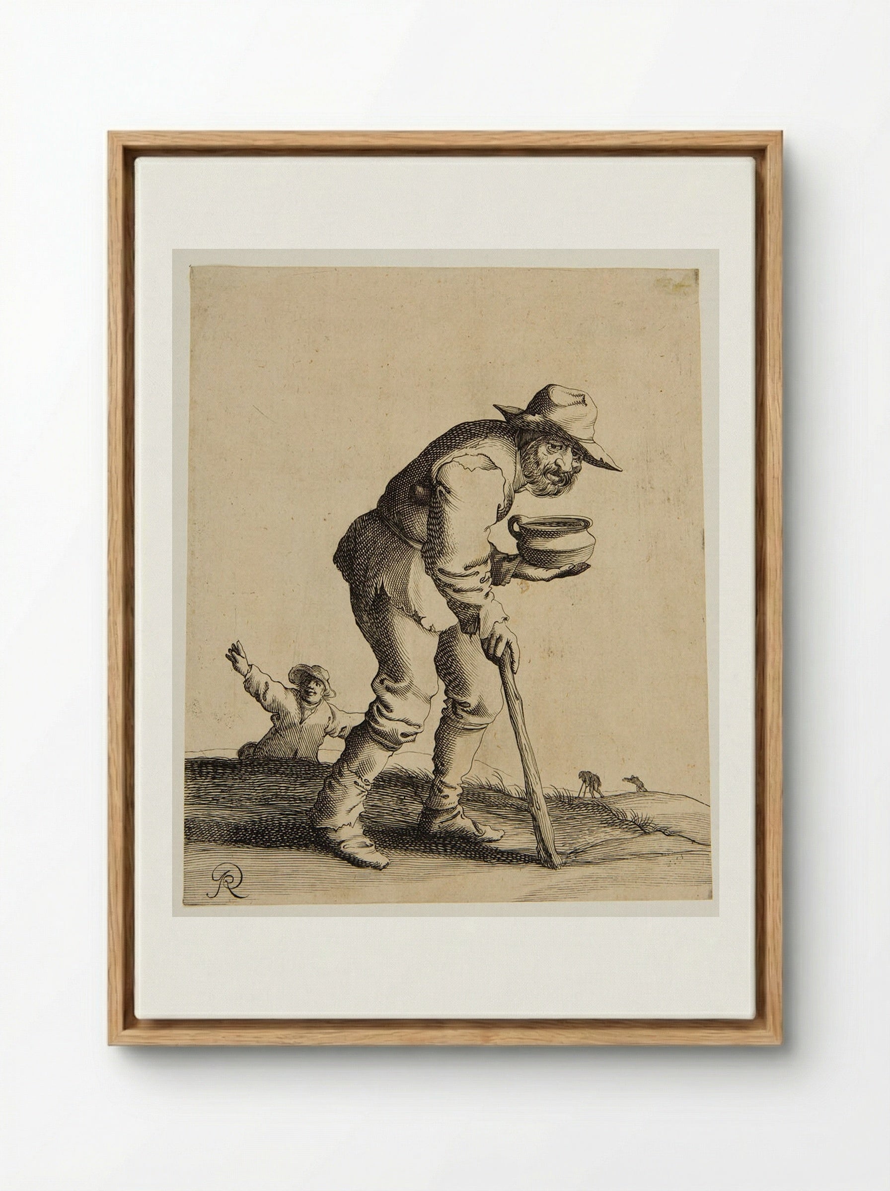 Old Man Walking with a Stick - Pieter Jansz. Quast - Framed Canvas Wood