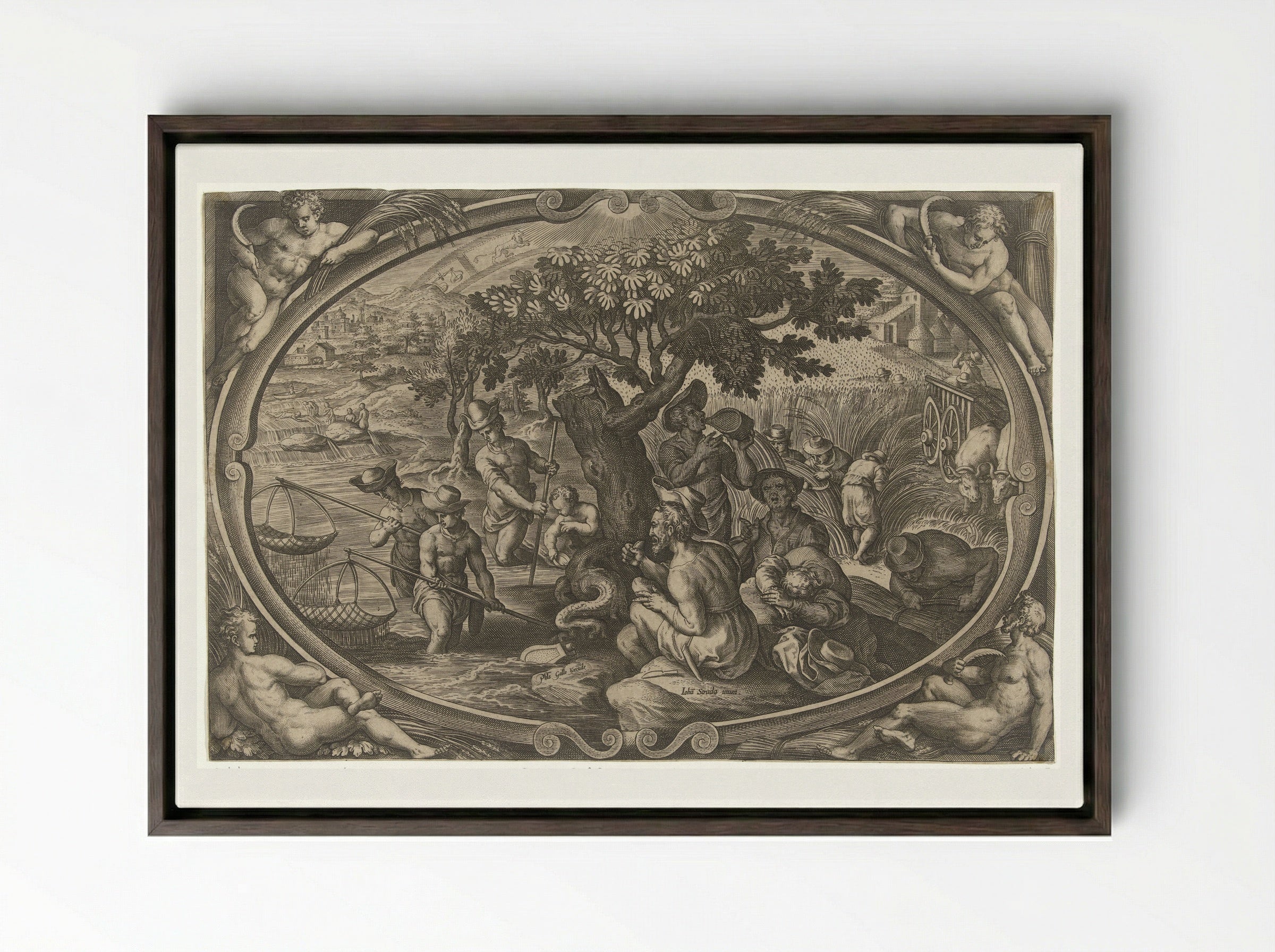 Zomer (Summer) - Philips Galle - Framed Canvas Dark Wood