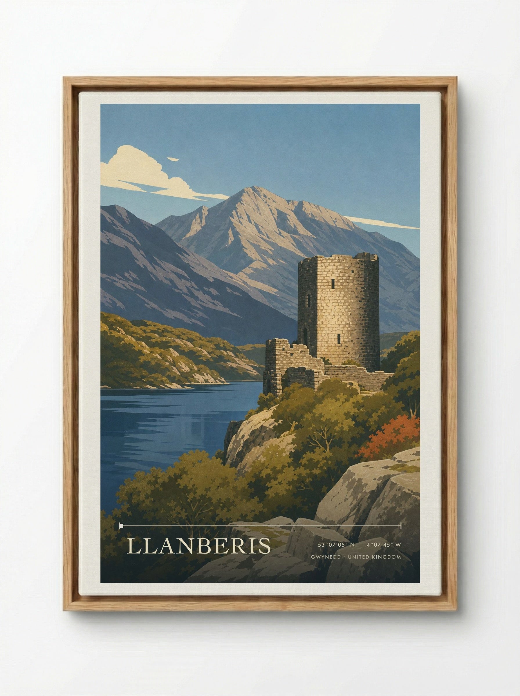 Llanberis Gwynedd United Kingdom Travel Poster - Framed Canvas Wood