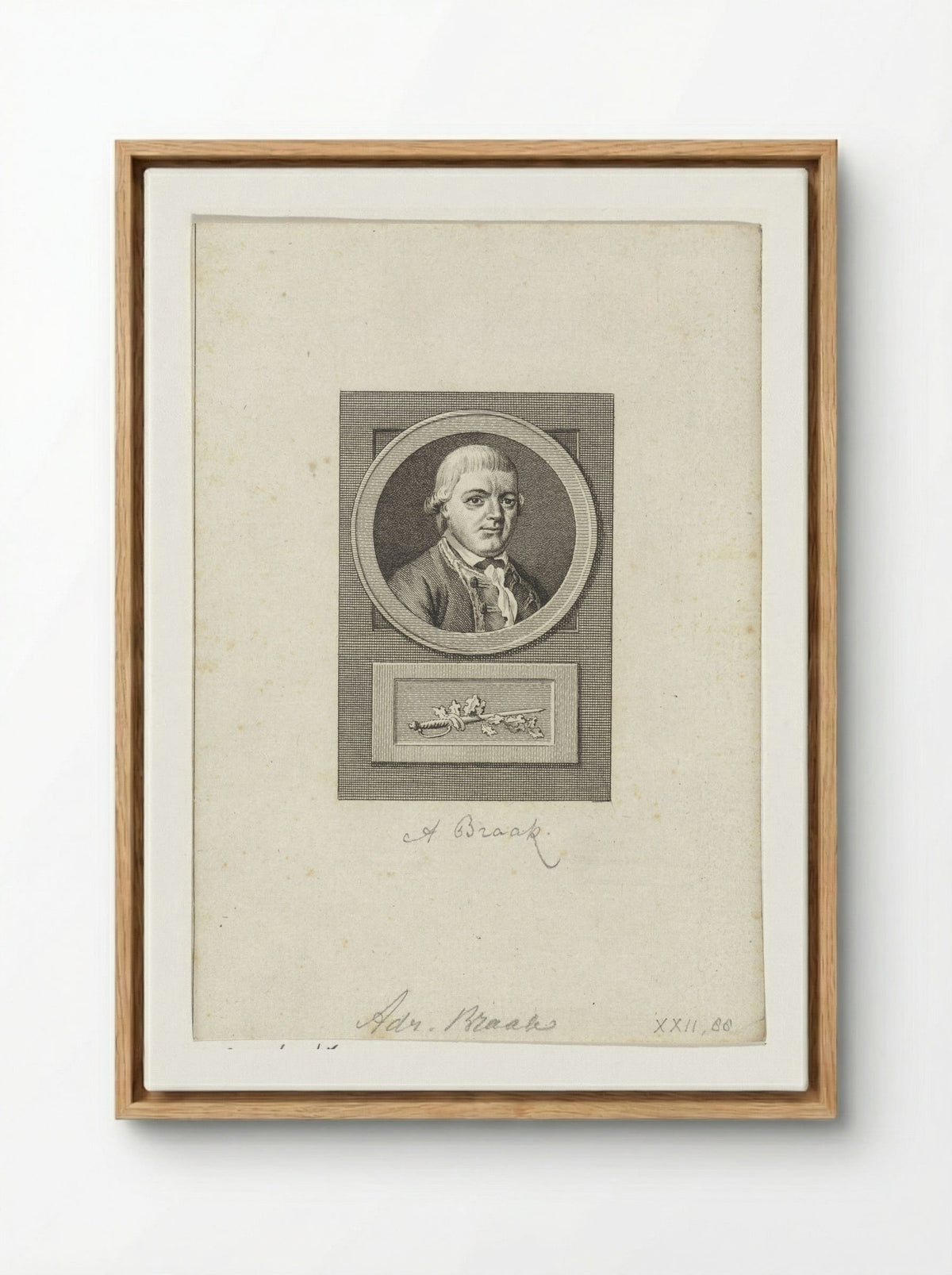 Portret van Adriaan Braak - Reinier Vinkeles - Framed Canvas Wood