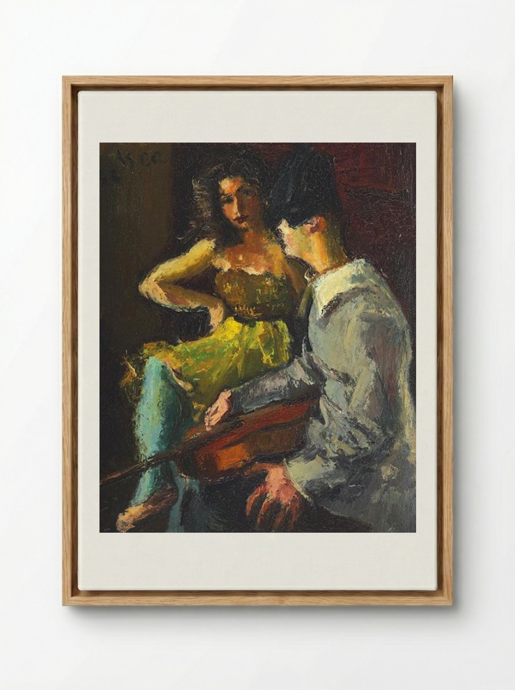 Pierrot and Columbine - Iosif Iser - Framed Canvas Wood