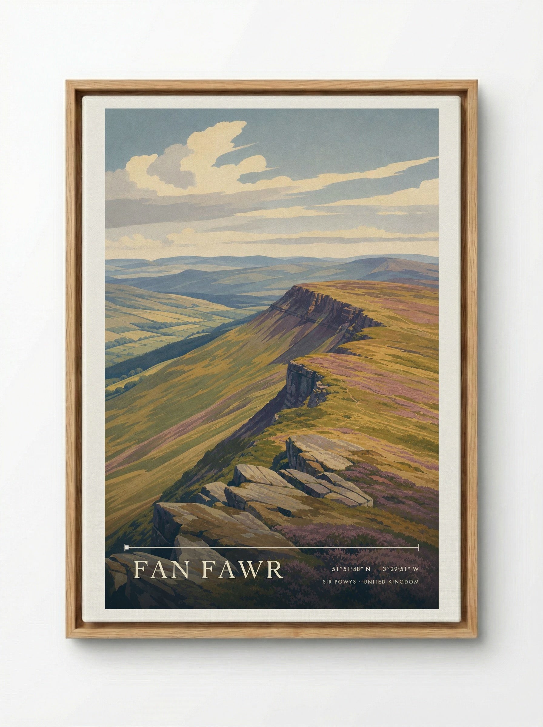 Fan Fawr Sir Powys United Kingdom Travel Poster - Framed Canvas Wood