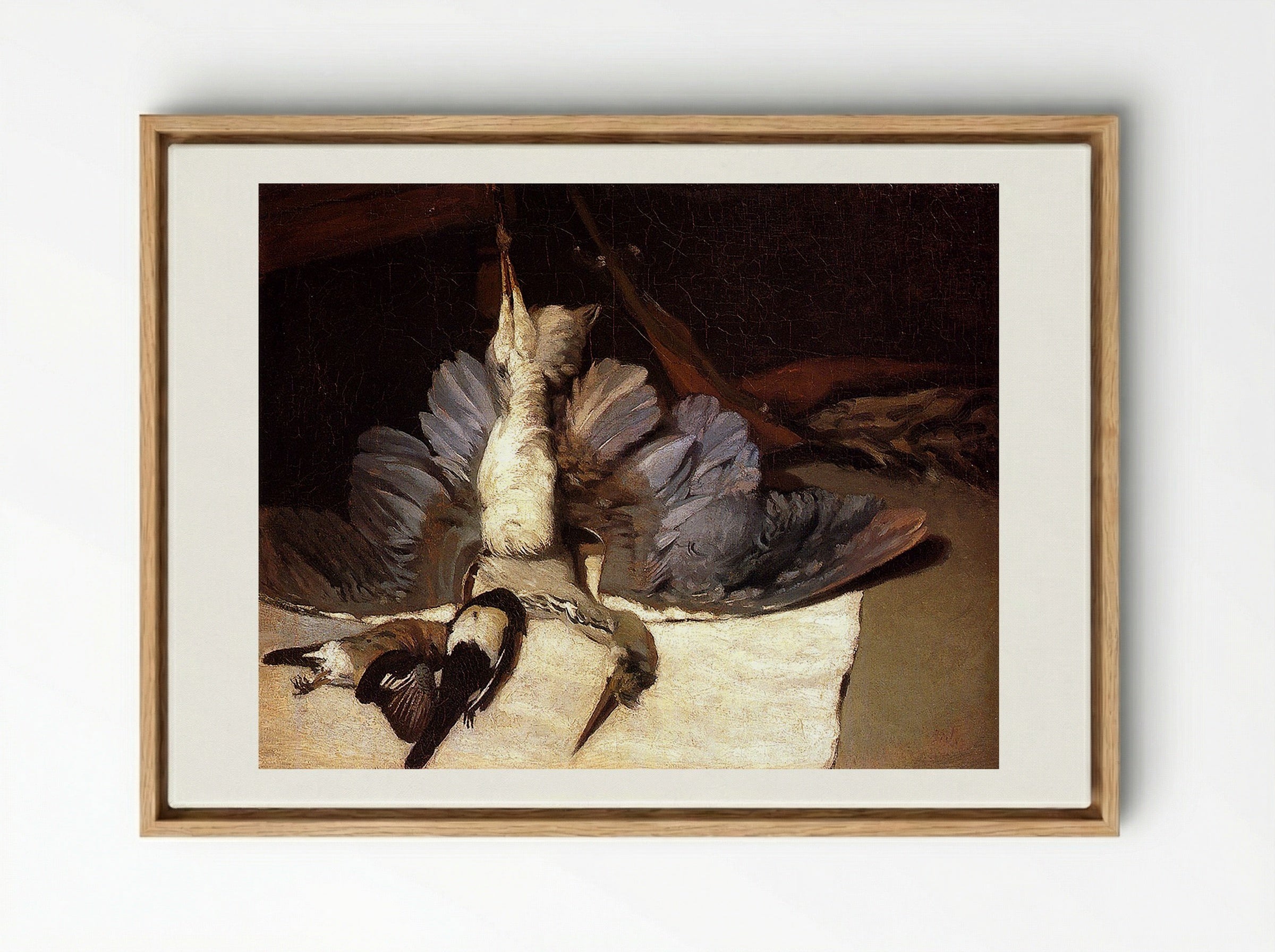 Still Life with Heron and Other Birds - Jean-Baptiste Oudry - Framed Canvas Wood