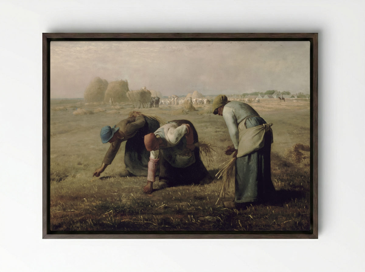 The Gleaners - Jean-François Millet - Framed Canvas Dark Wood
