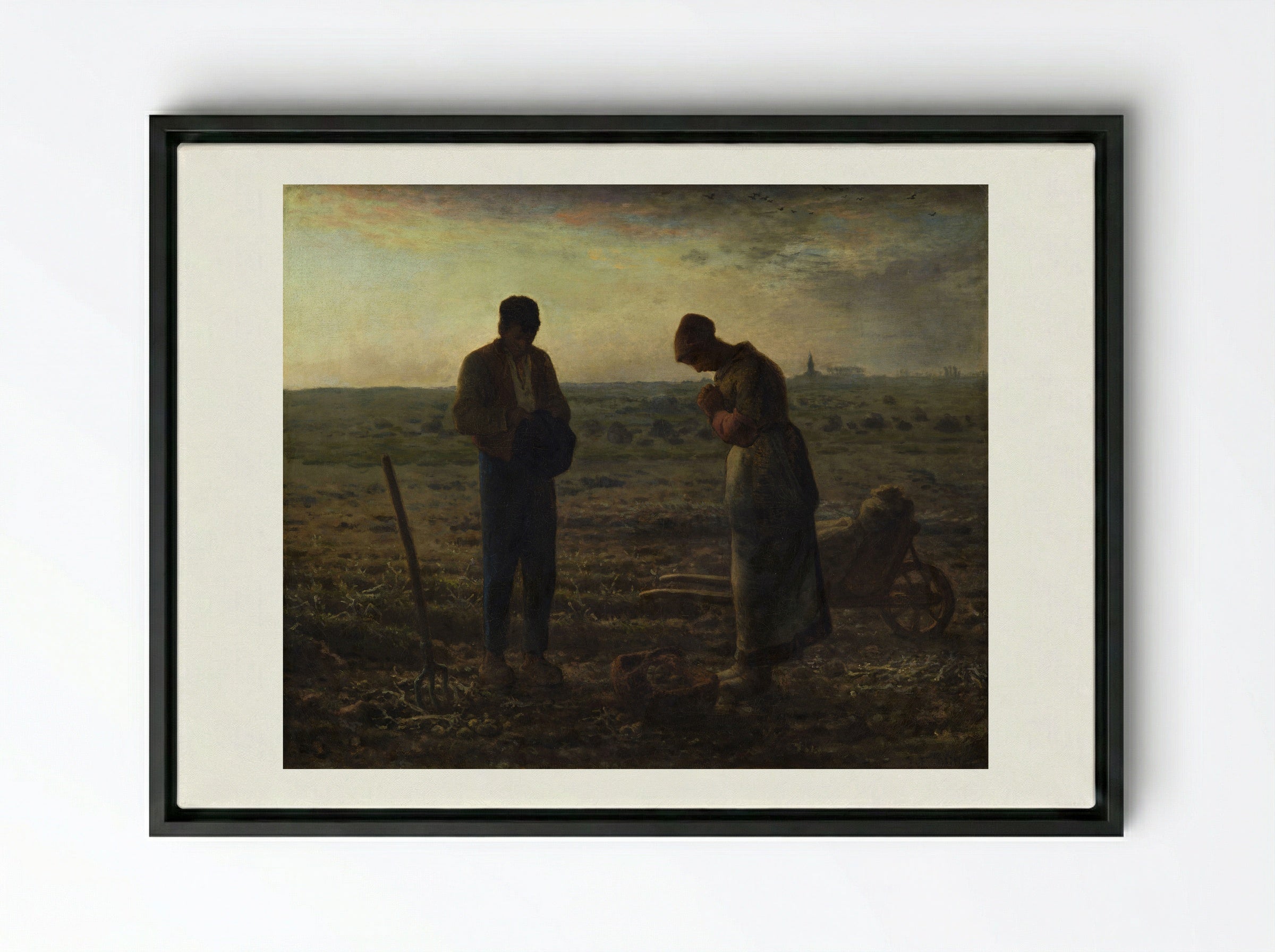 The Angelus - Jean-François Millet - Framed Canvas Black