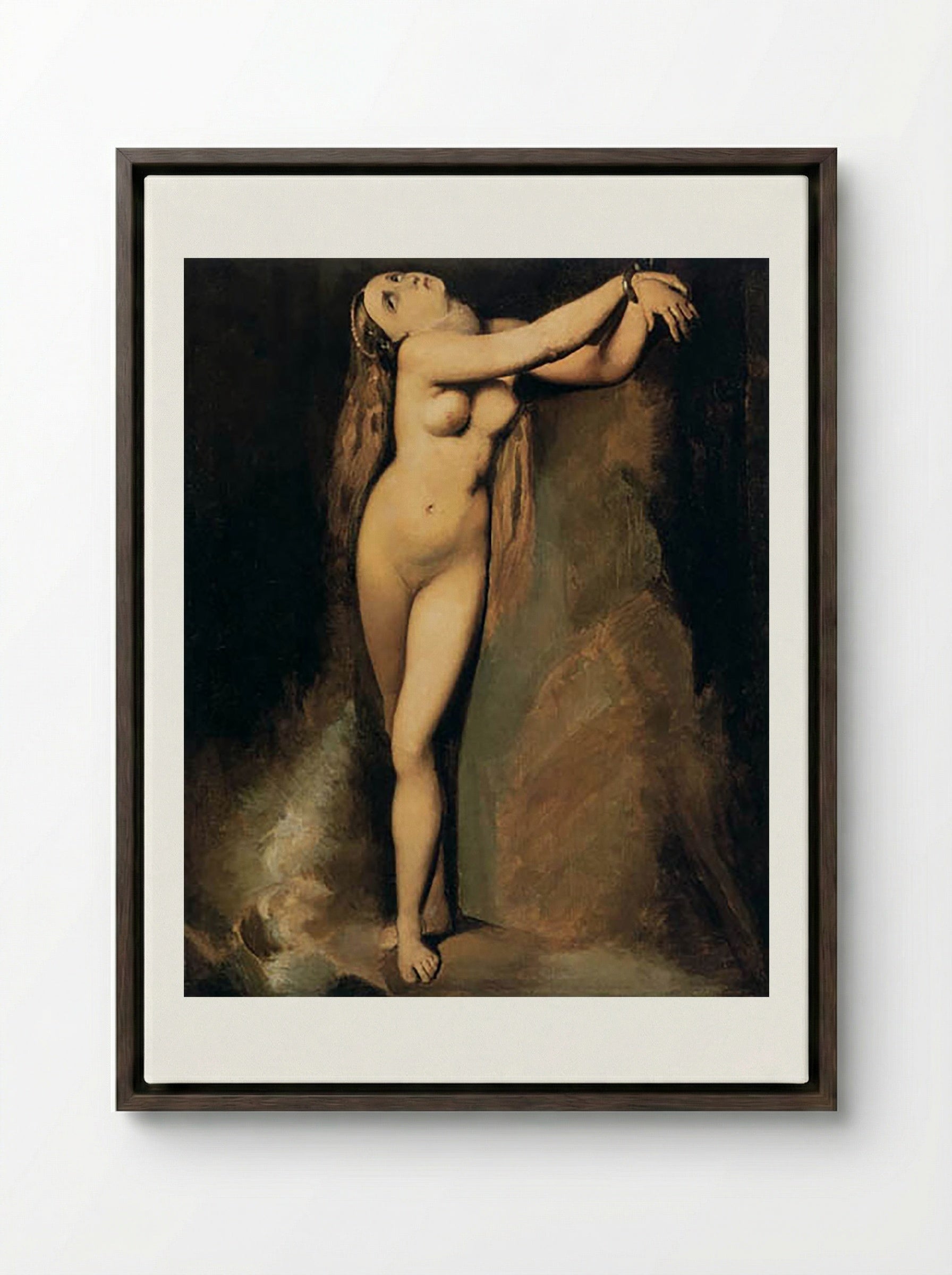 Angelica Saved by Ruggiero - Jean-Auguste-Dominique Ingres - Framed Canvas Dark Wood