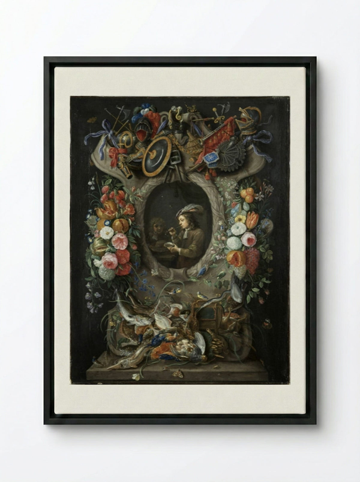 The Soap Bubbles - Jan van Kessel the Elder - Framed Canvas Black