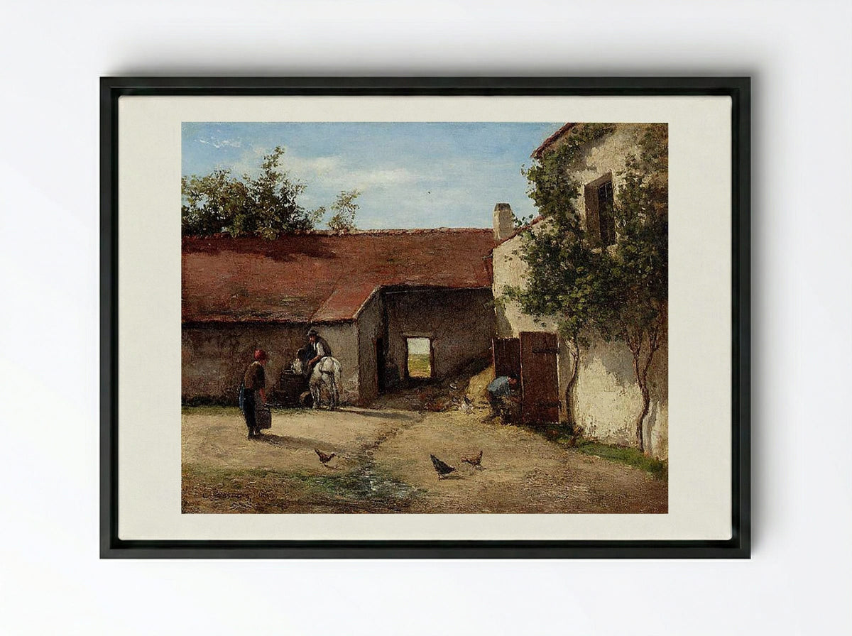 Farmyard - Constant Troyon - Framed Canvas Black