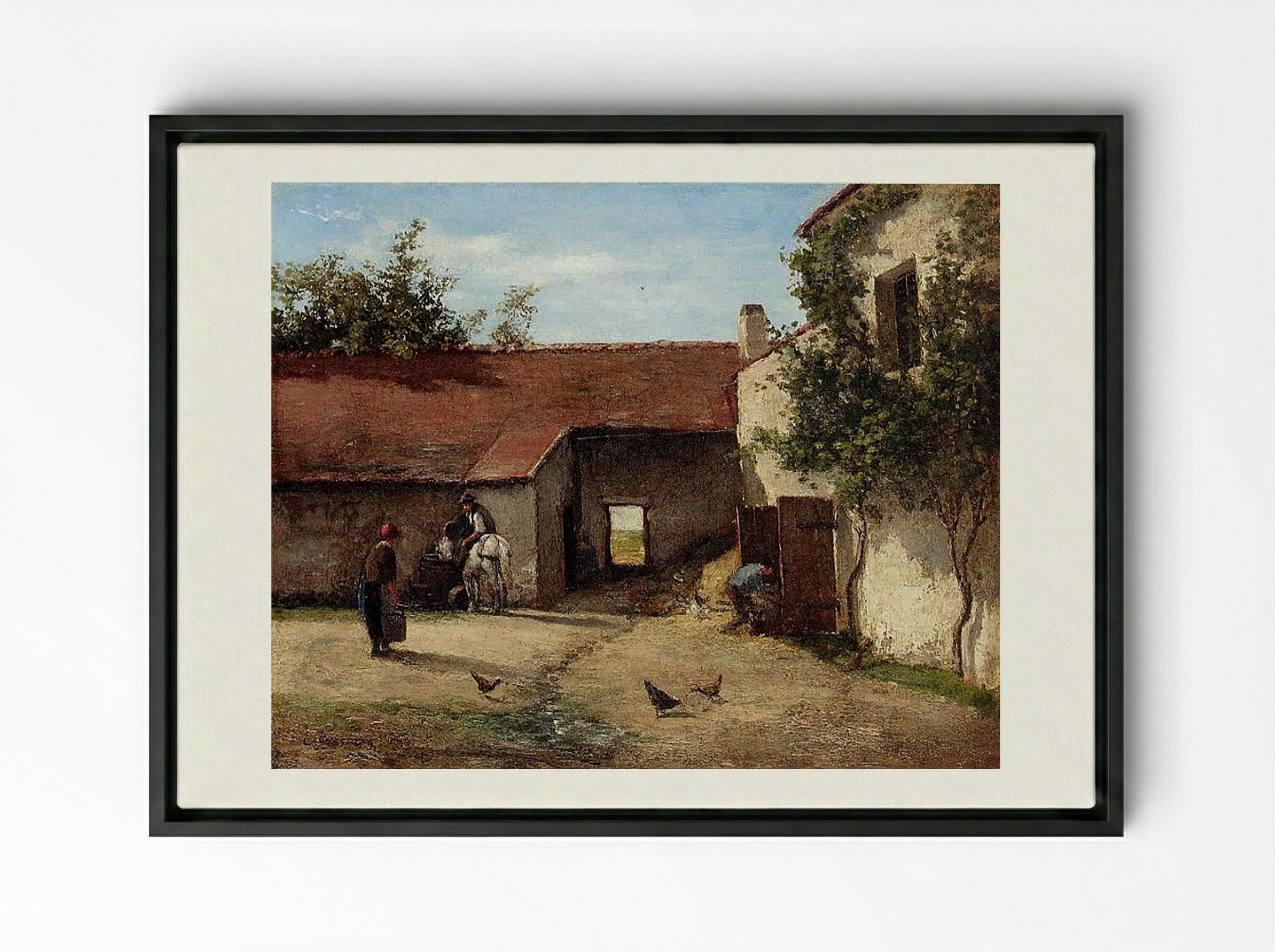 Farmyard - Constant Troyon - Framed Canvas Black
