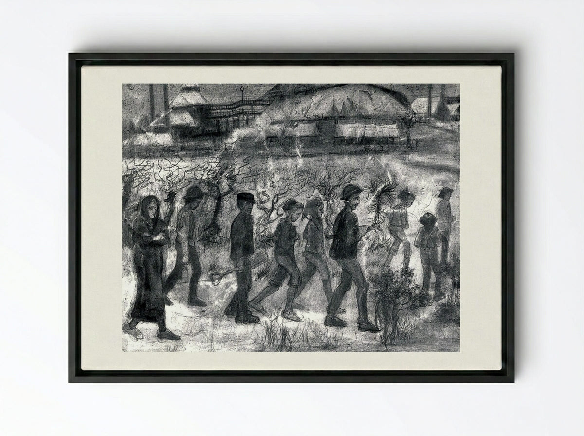 Miners - Käthe Kollwitz - Framed Canvas Black