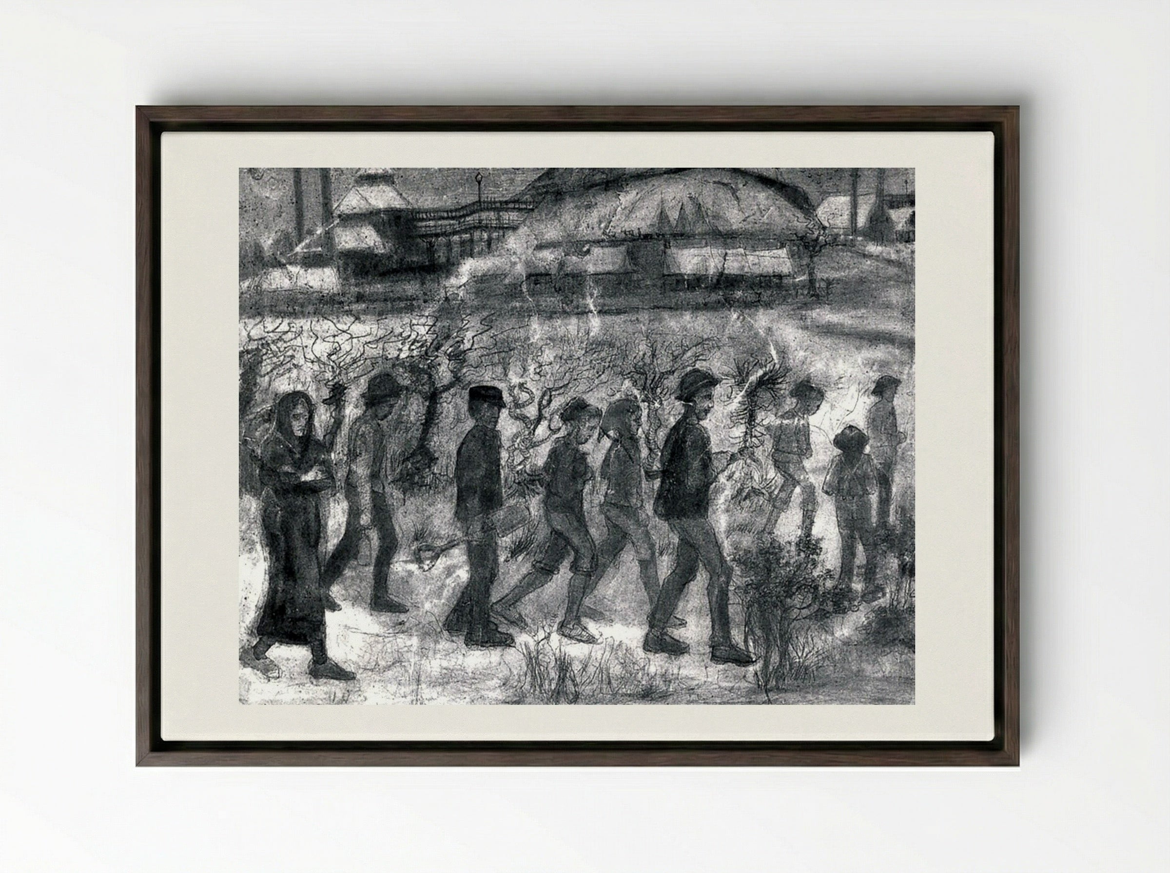 Miners - Käthe Kollwitz - Framed Canvas Dark Wood