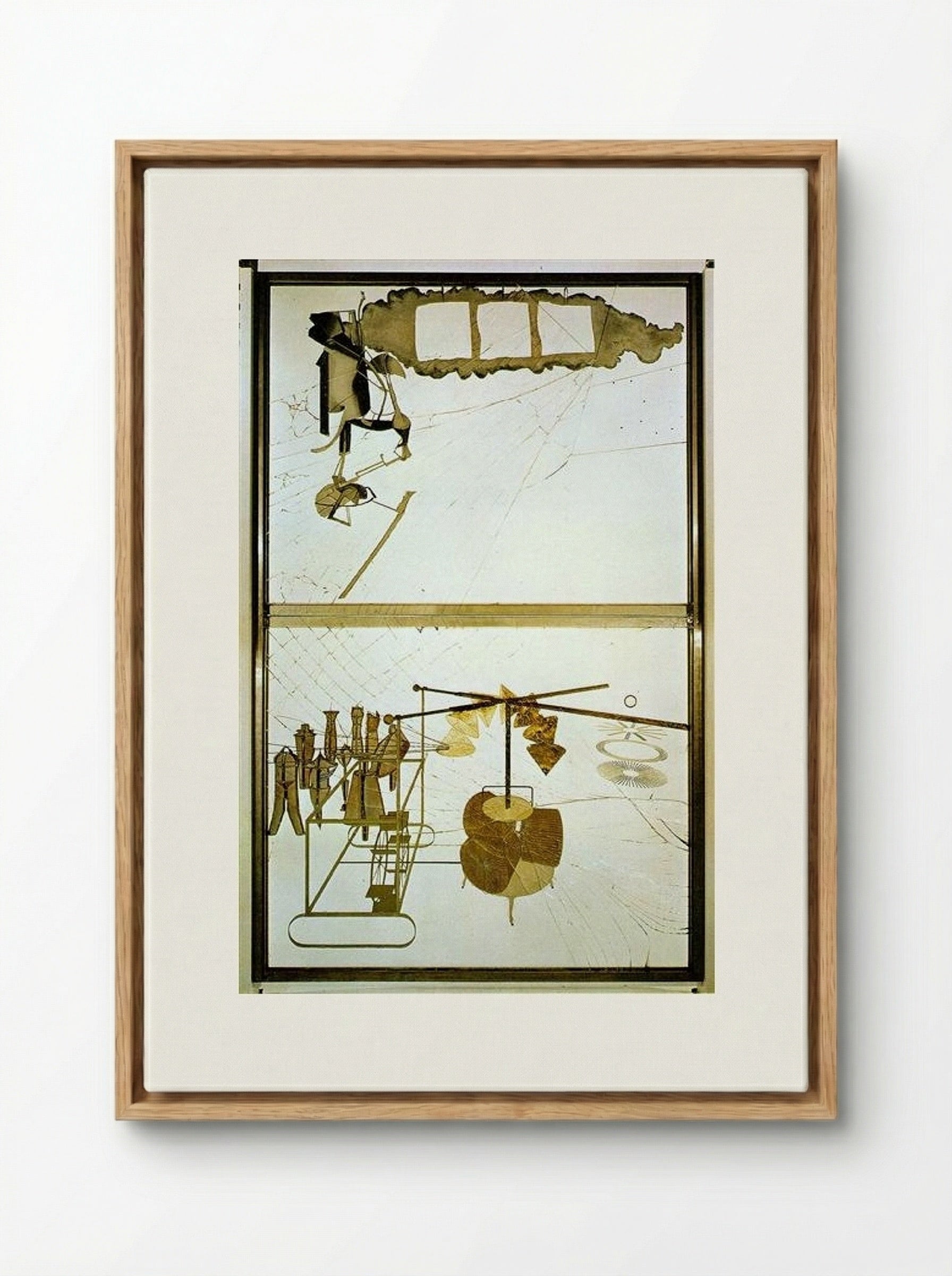 The Bride Stripped Bare by Her Bachelors, Even (The Large Glass) - Marcel Duchamp - Framed Canvas Wood