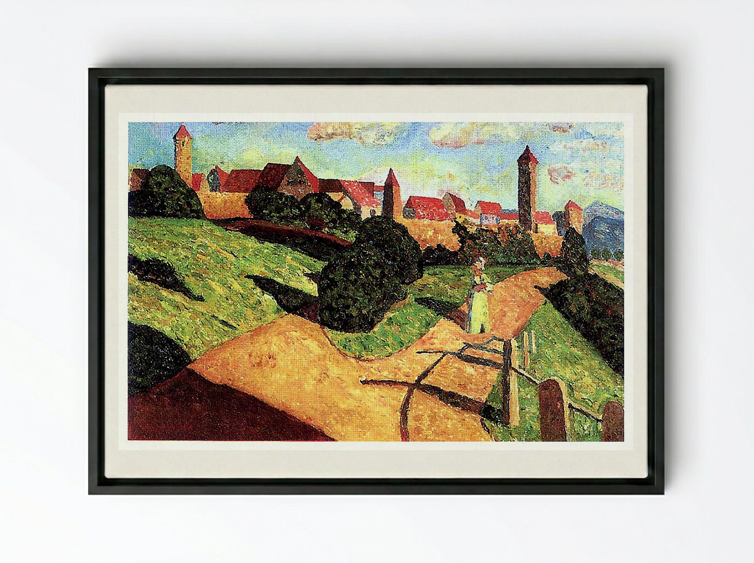 Old Town II - August Macke - Framed Canvas Black
