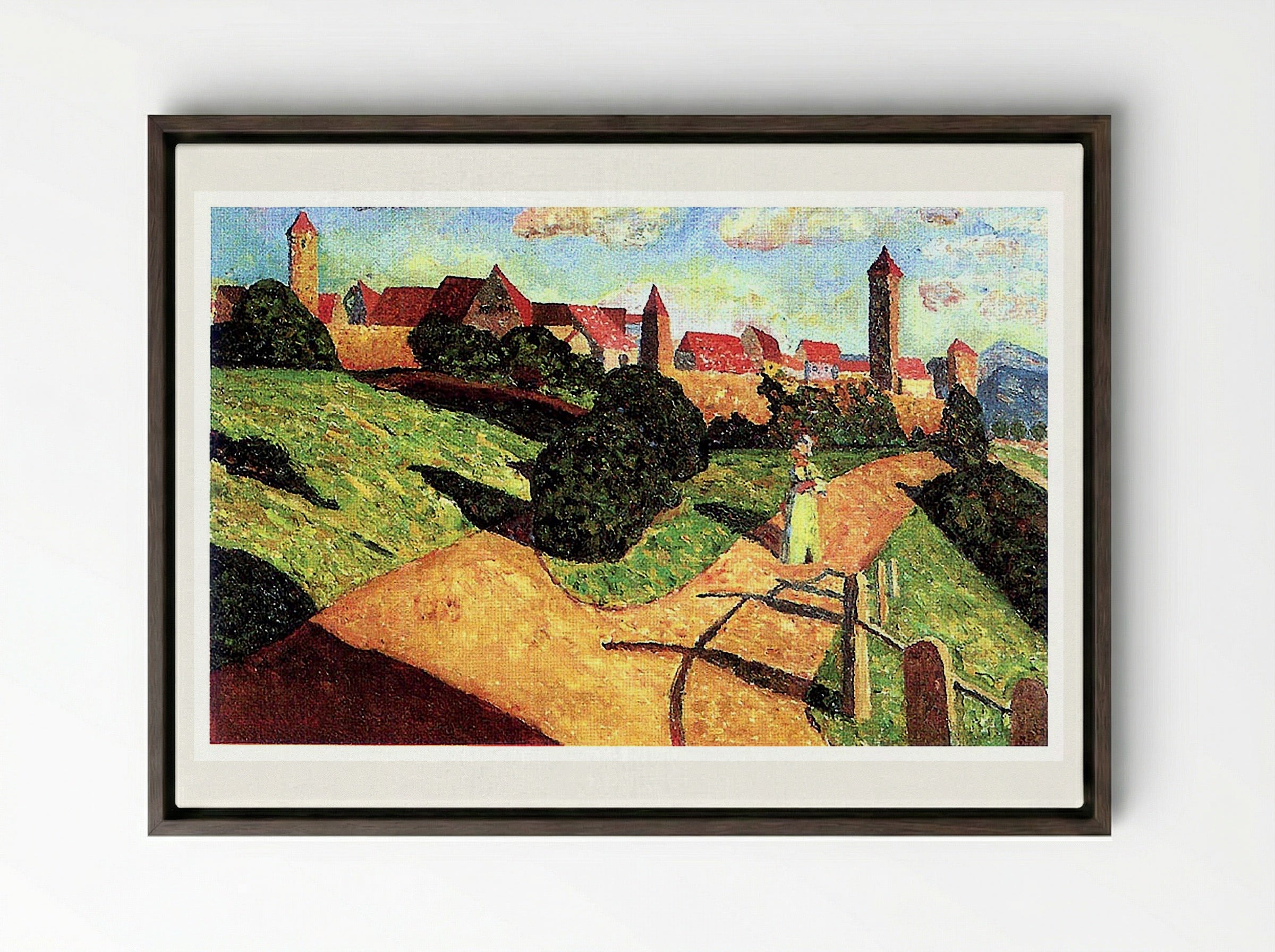 Old Town II - August Macke - Framed Canvas Dark Wood
