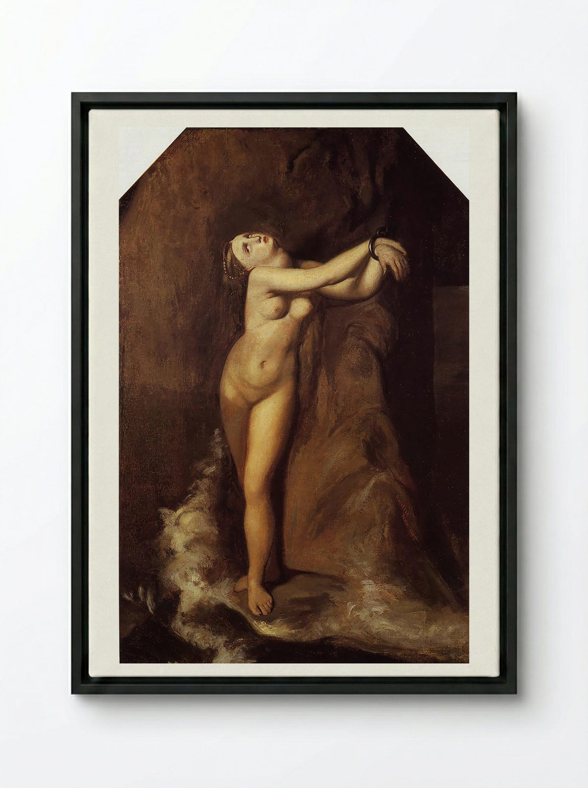 Roger Freeing Angelica - Jean-Auguste-Dominique Ingres - Framed Canvas Black