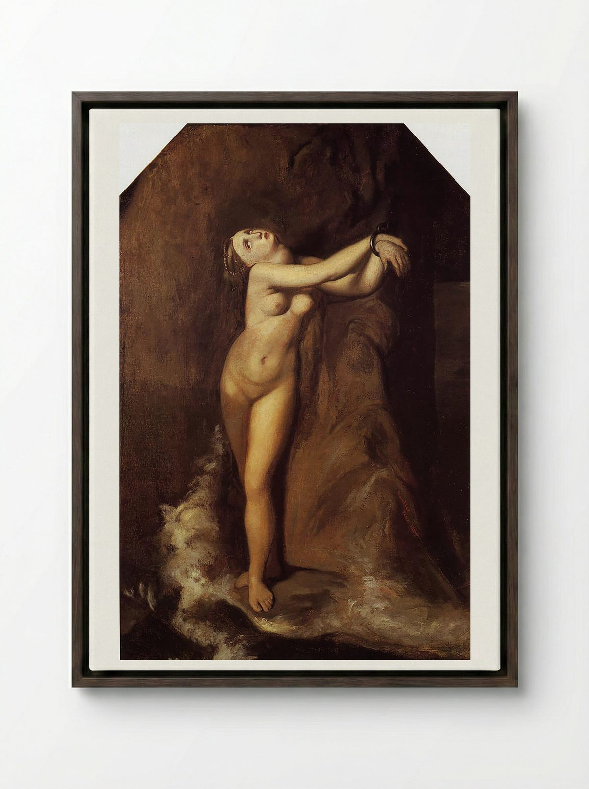 Roger Freeing Angelica - Jean-Auguste-Dominique Ingres - Framed Canvas Dark Wood