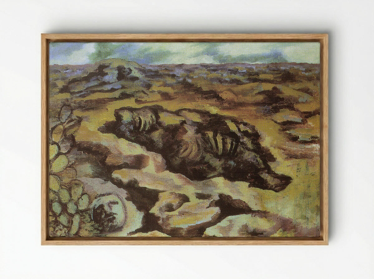 Landscape with Cactus and Mask - Diego Rivera - Framed Canvas Wood