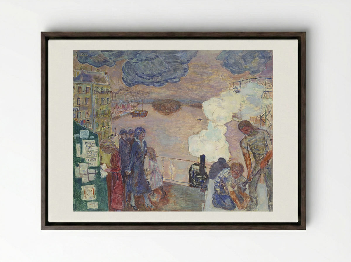 Workers on the Banks of the Seine - Maximilian Kurzweil - Framed Canvas Dark Wood