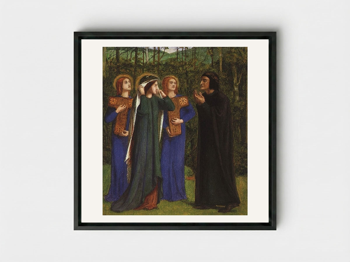 The Meeting of Dante and Beatrice in Paradise - William Blake - Framed Canvas Black