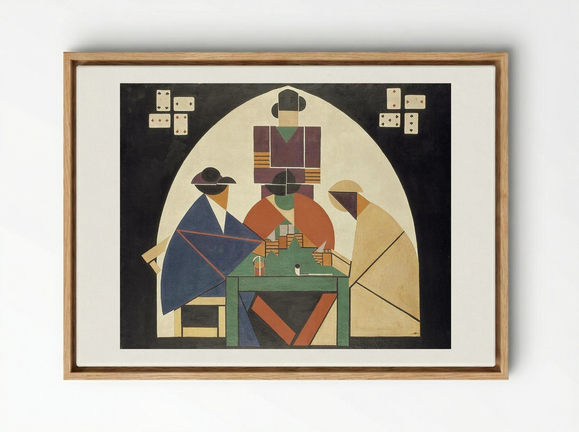 The Card Players - Carlo Carrà - Framed Canvas Wood