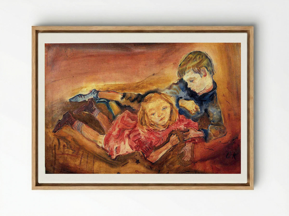 Children Playing - Paula Modersohn-Becker - Framed Canvas Wood
