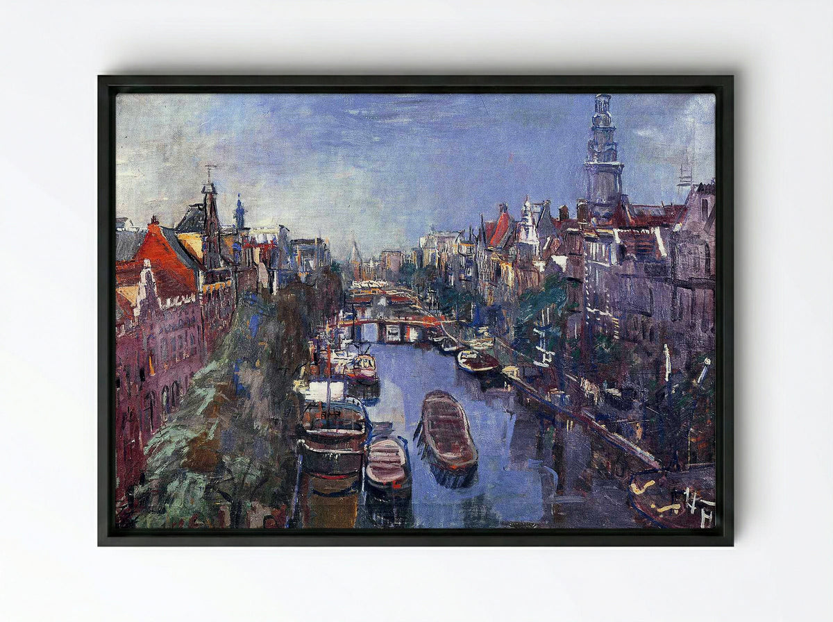 Amsterdam Canal View - Isaac Israëls - Framed Canvas Black