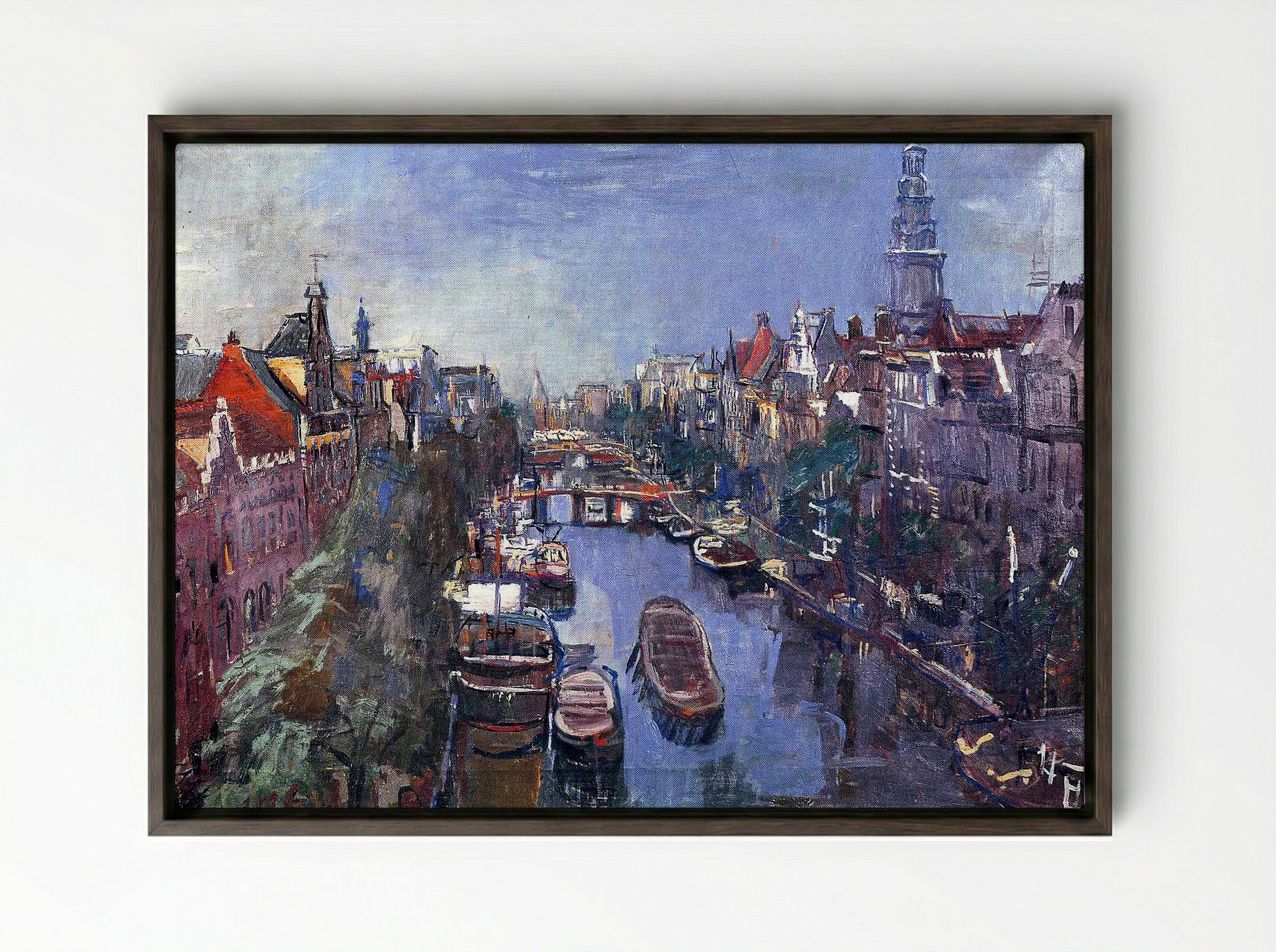 Amsterdam Canal View - Isaac Israëls - Framed Canvas Dark Wood