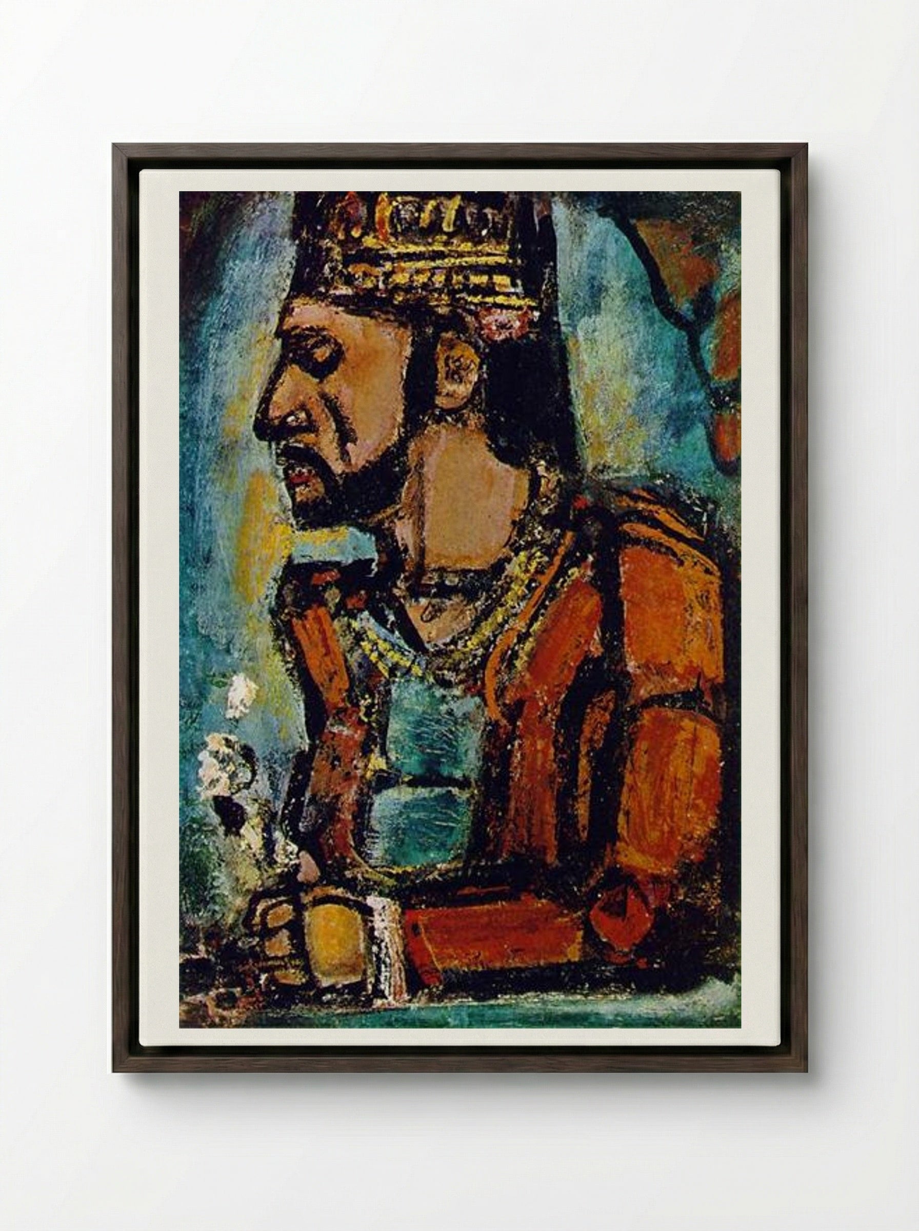 The Old King - Georges Rouault - Framed Canvas Dark Wood