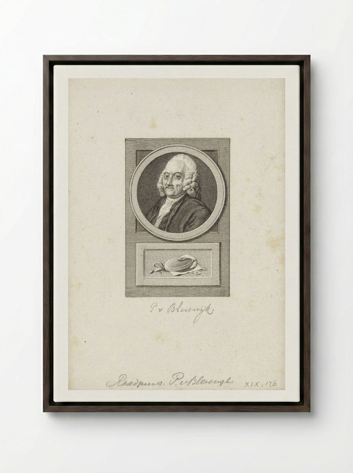 Portret van Pieter van Bleiswijk - Reinier Vinkeles - Framed Canvas Dark Wood