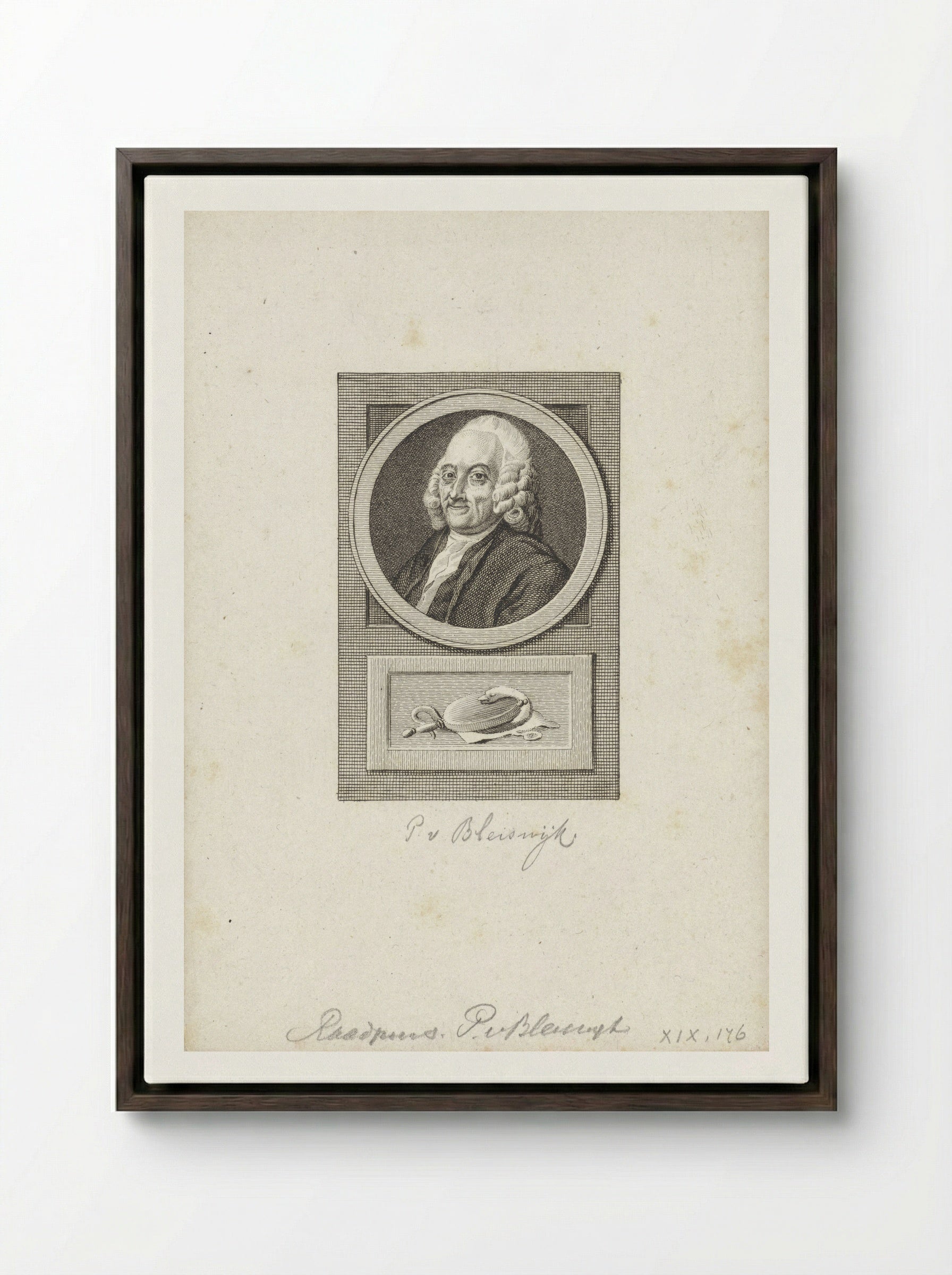 Portret van Pieter van Bleiswijk - Reinier Vinkeles - Framed Canvas Dark Wood