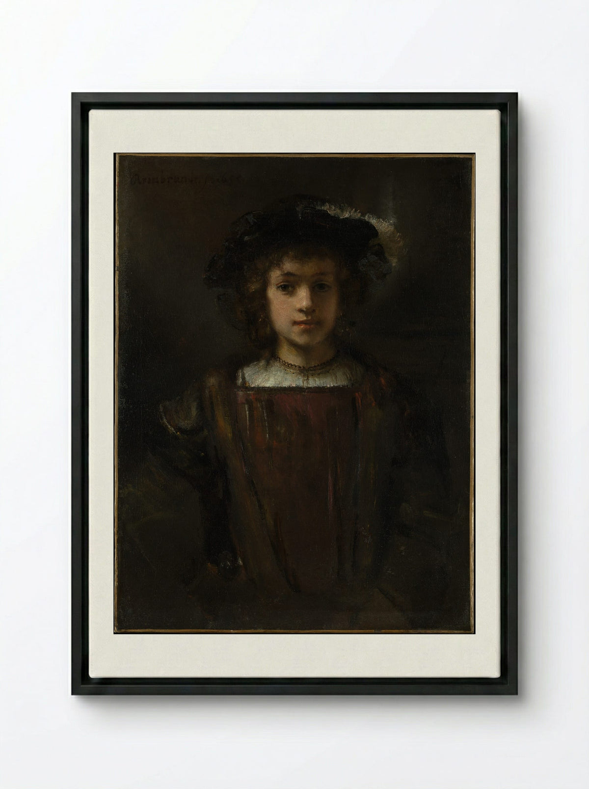 Titus van Rijn - Rembrandt van Rijn - Framed Canvas Black