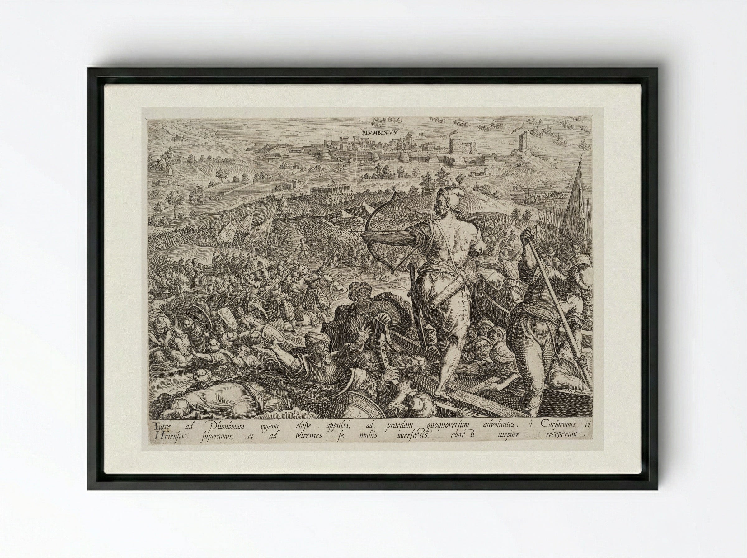 The Defeat of the Turks at Plumbinum - Philips Galle - Framed Canvas Black