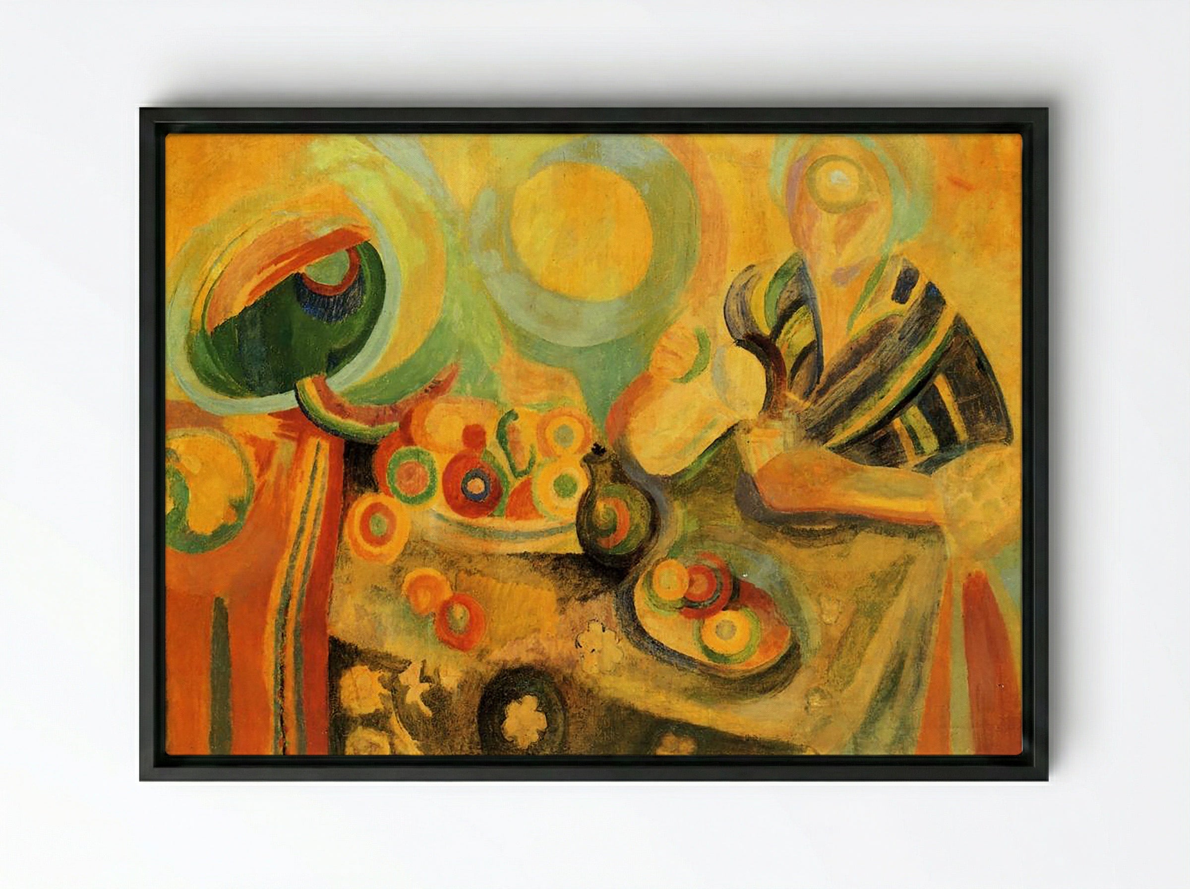 Still Life with Watermelon - Natalia Goncharova - Framed Canvas Black