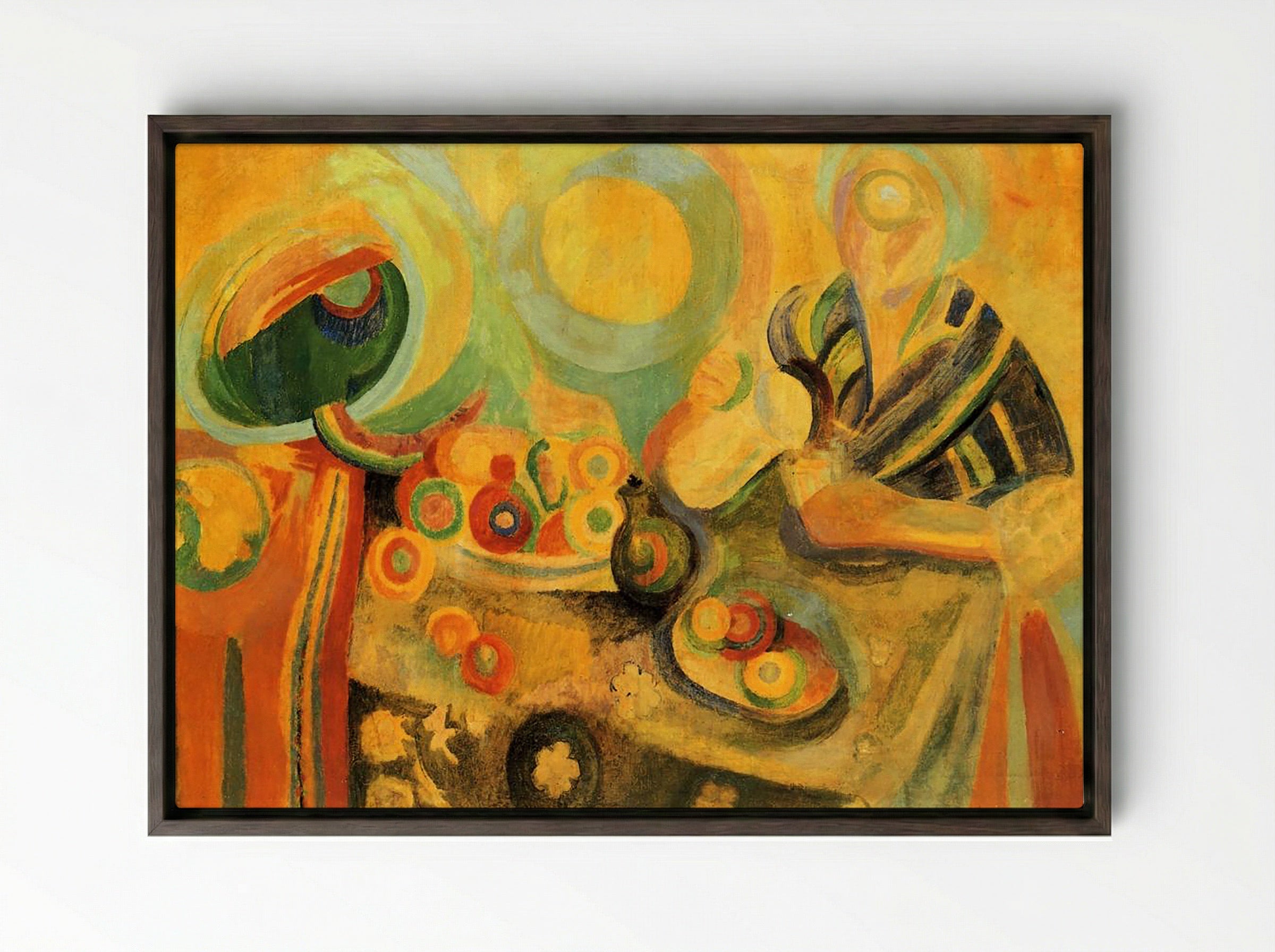 Still Life with Watermelon - Natalia Goncharova - Framed Canvas Dark Wood
