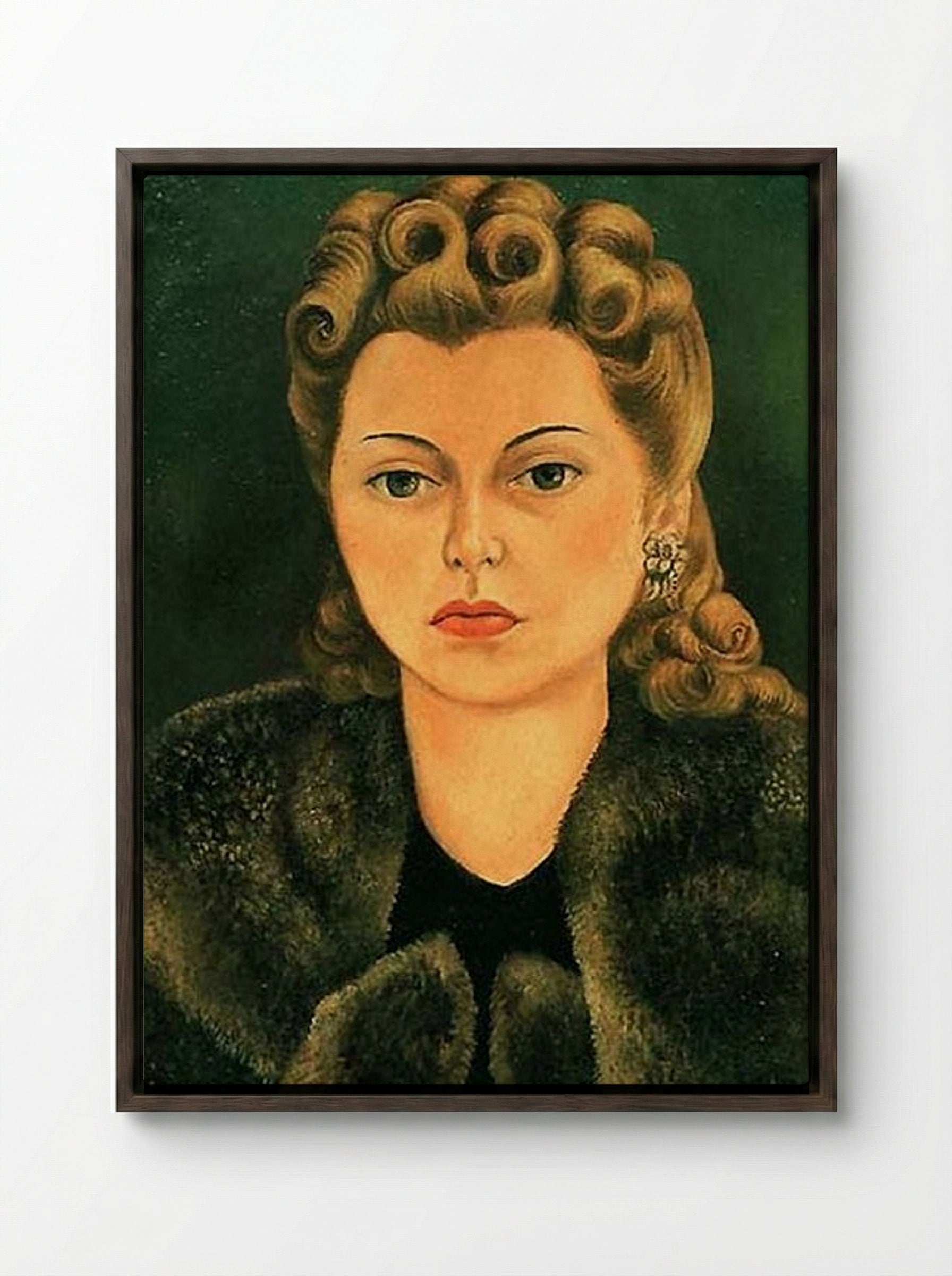 Portrait of Natasha Gelman - Diego Rivera - Framed Canvas Dark Wood