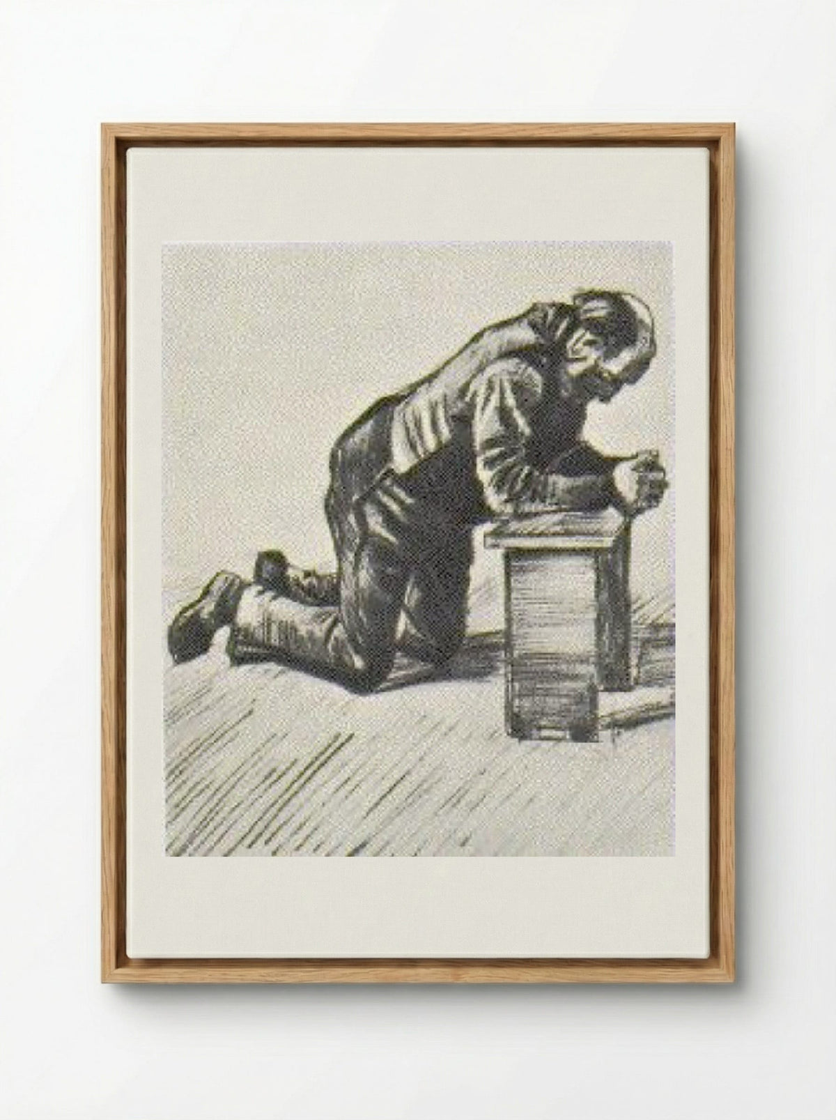 Man Praying - Käthe Kollwitz - Framed Canvas Wood