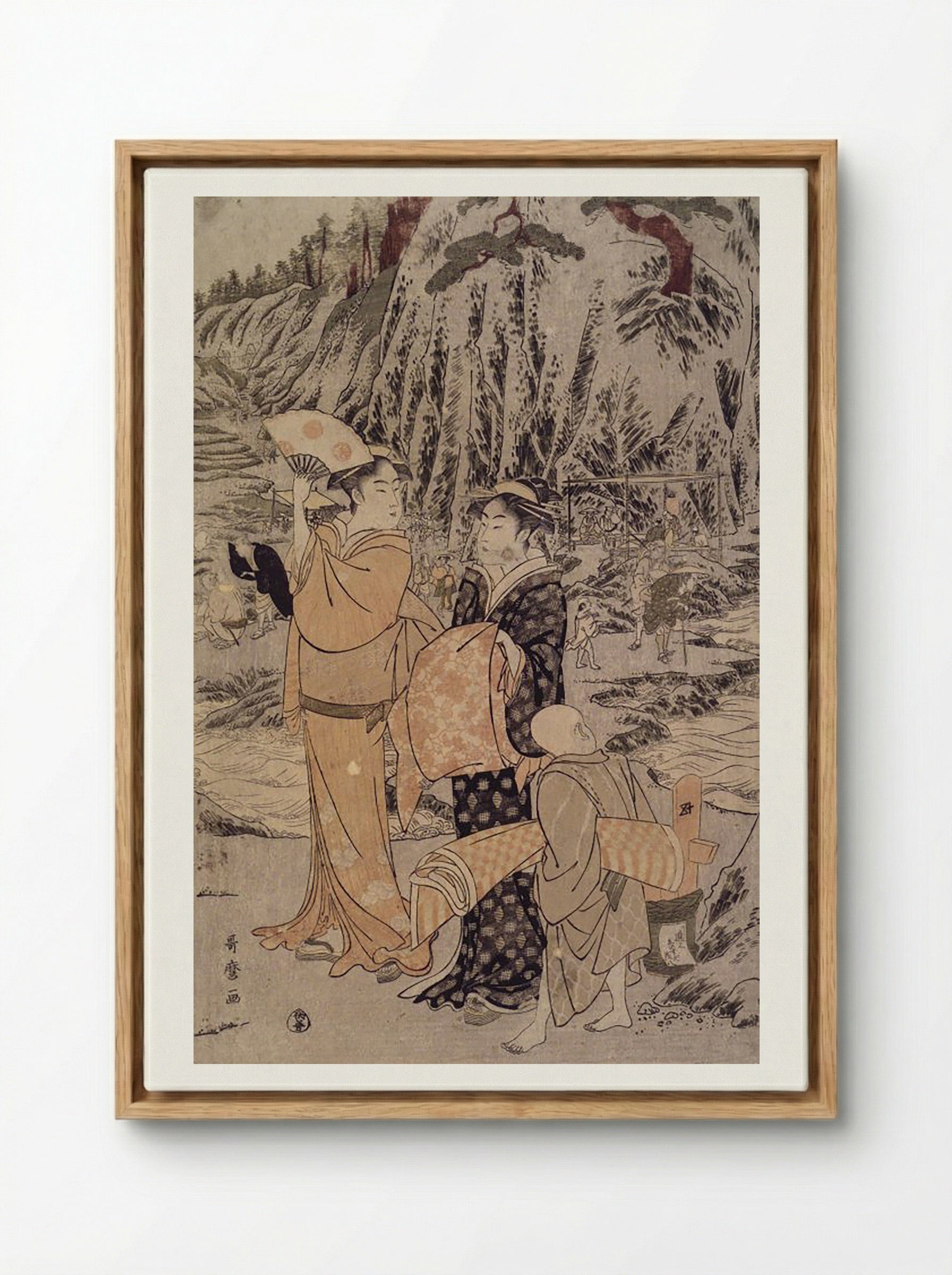 Along the Shore of Yènoshim - Utagawa Toyokuni - Framed Canvas Wood