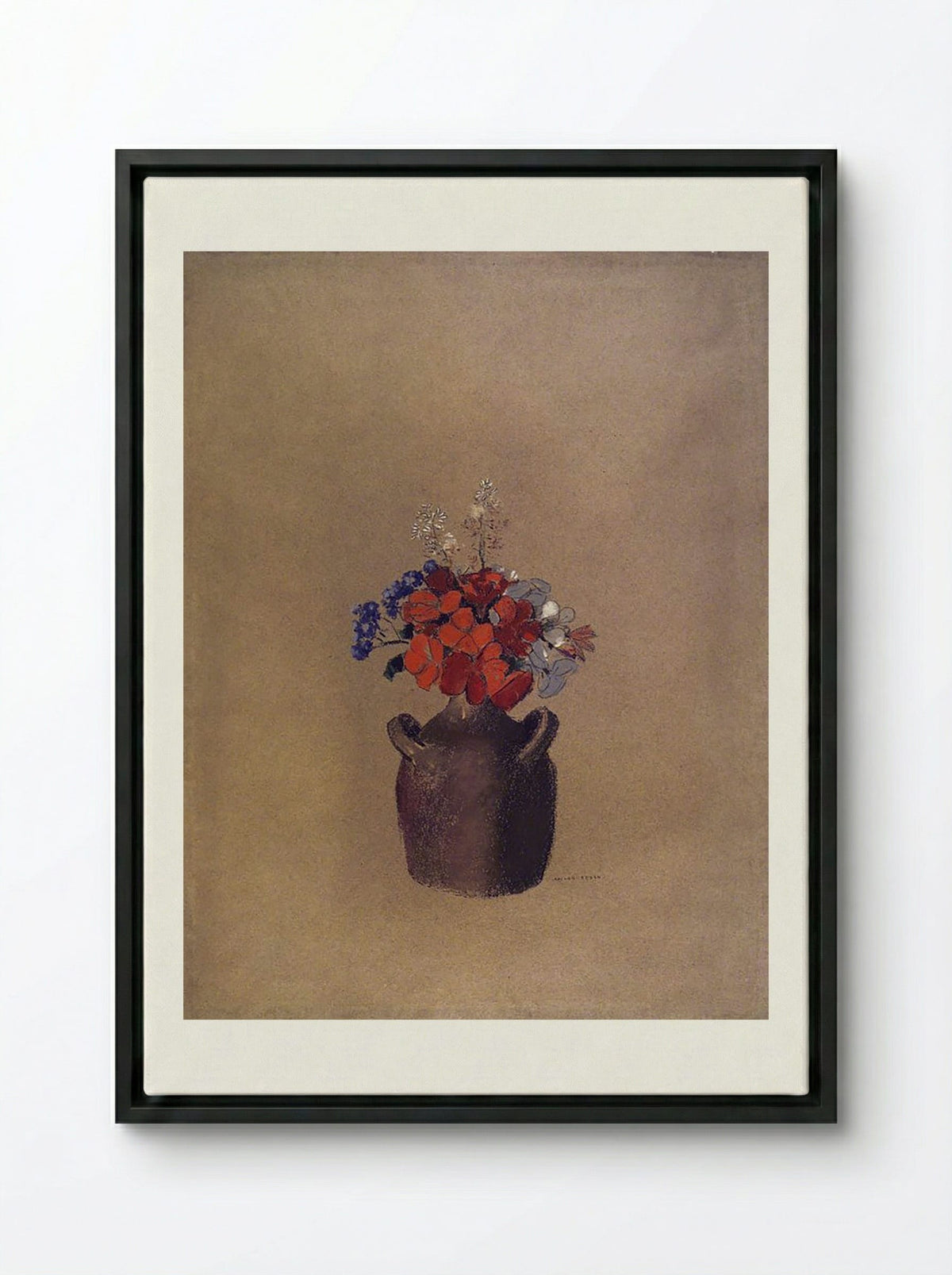 Flowers in a Vase - Odilon Redon - Framed Canvas Black
